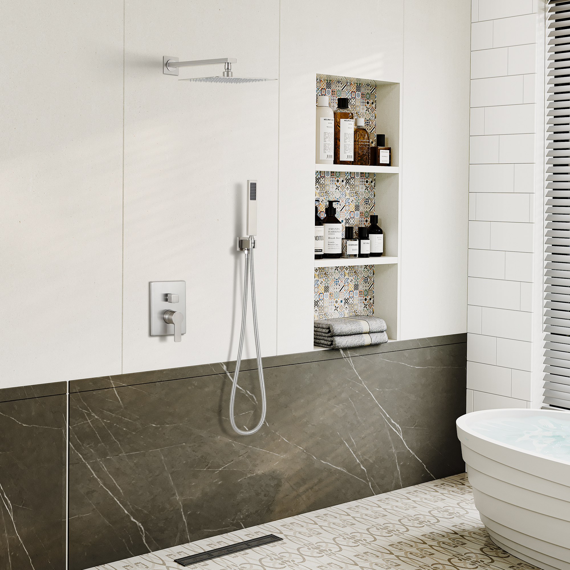 Boyel Living 10 in. Shower System Shower Towers with Hand Shower in Matte Black