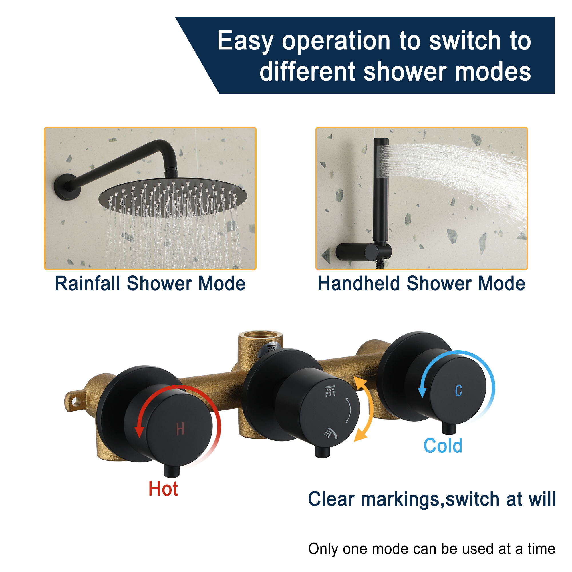 1-Spray Patterns with 2.5GPM 10 in. Tub Wall Mount Dual Shower Heads in Spot Resist Matte Black