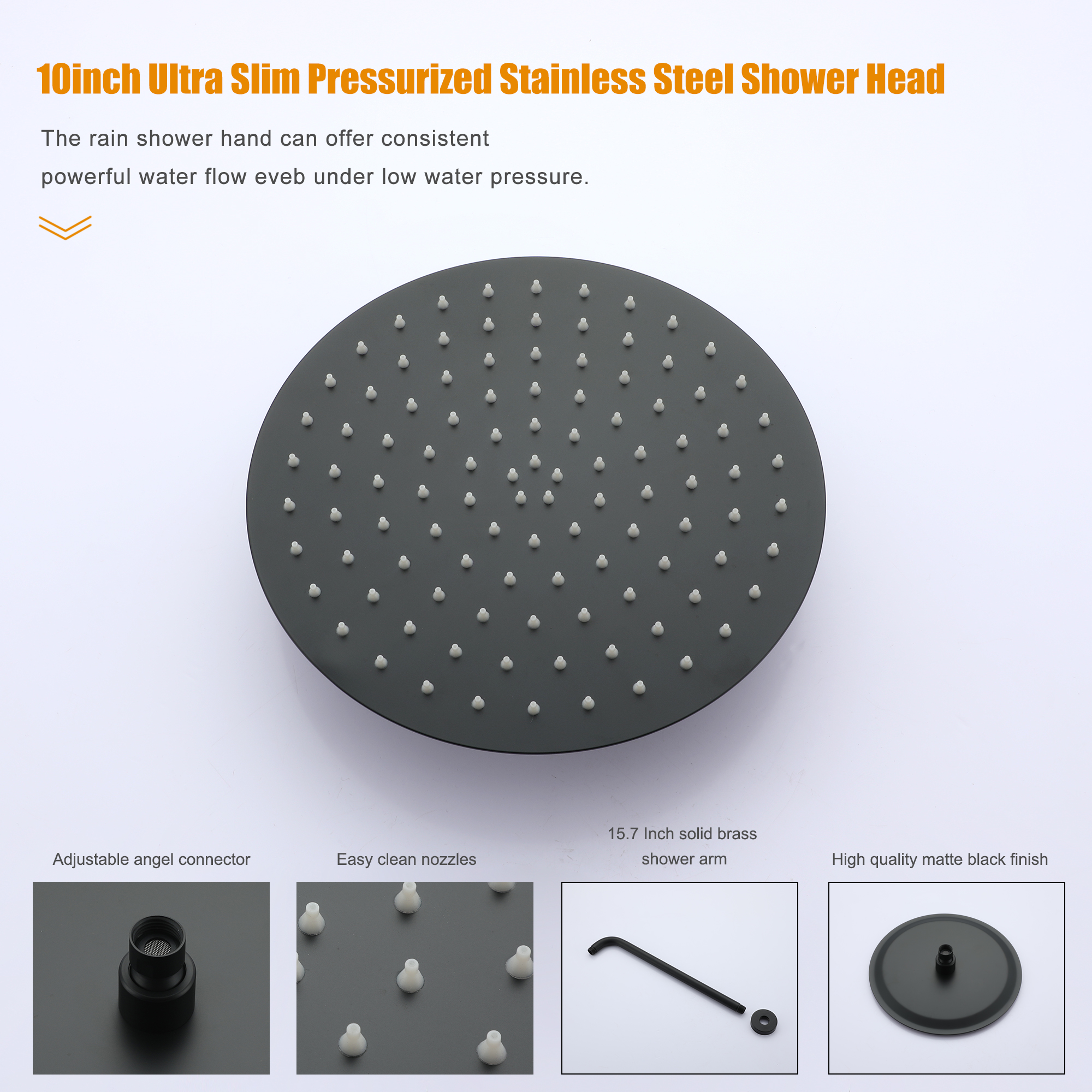 1-Spray Patterns with 2.5GPM 10 in. Tub Wall Mount Dual Shower Heads in Spot Resist Matte Black