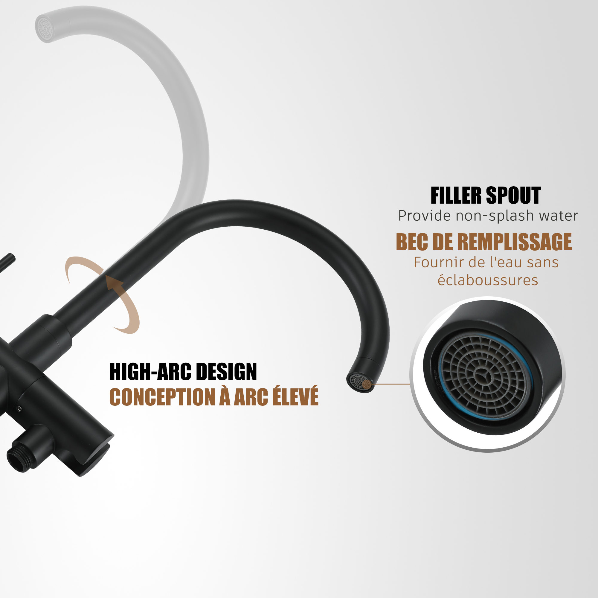 2-Handle Residentail Freestanding Bathtub Faucet with Hand Shower, Brushed Nickel/Matte Black