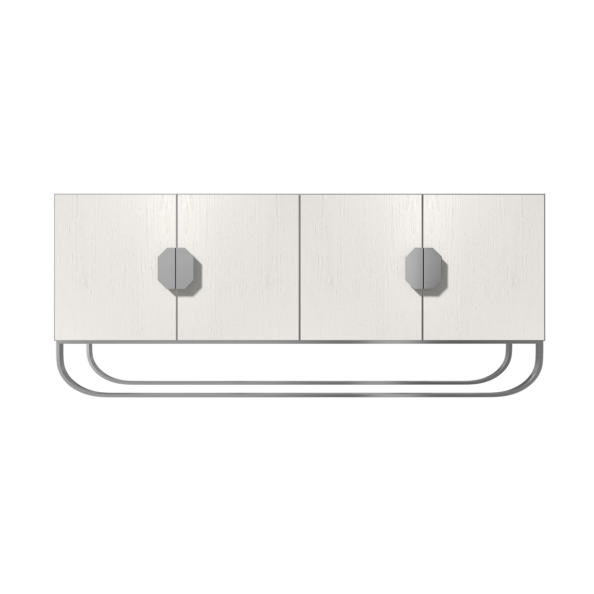 Dark Brown/White MDF 70.87 in. Modern Wood Grain Buffet Sideboard Dining Table with U-Shaped Stainless Steel Legs