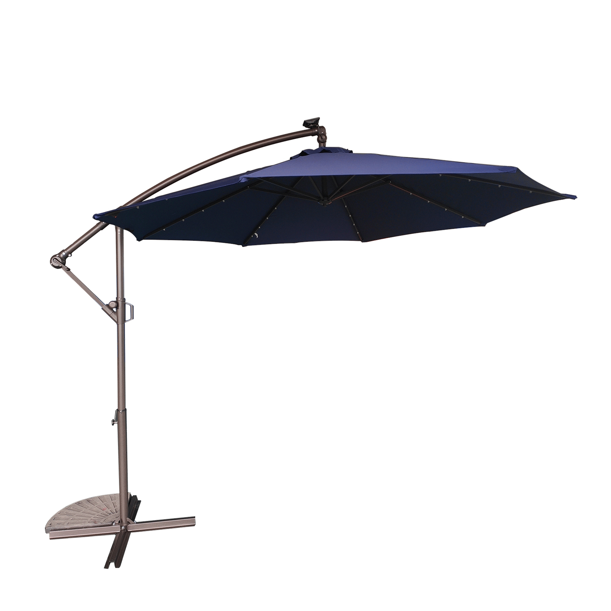 10-ft Polyester Solar Powered Crank Cantilever Patio Umbrella Without Base