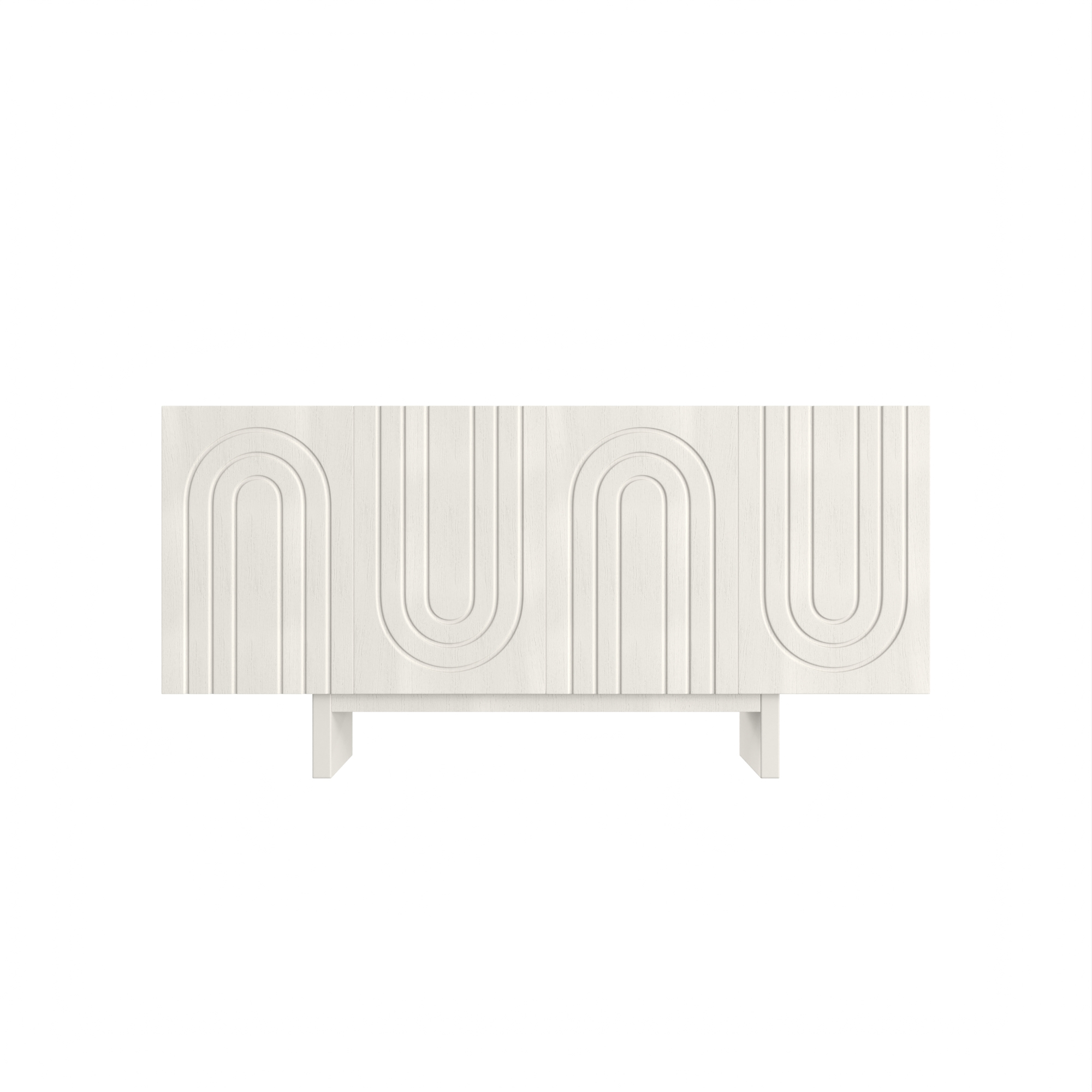 Dark Brown/White 4-Door 62.99 in. Wood Grain Buffet Sideboard with MDF Legs For Living Room, Foyer and Kitchen-Dining Room