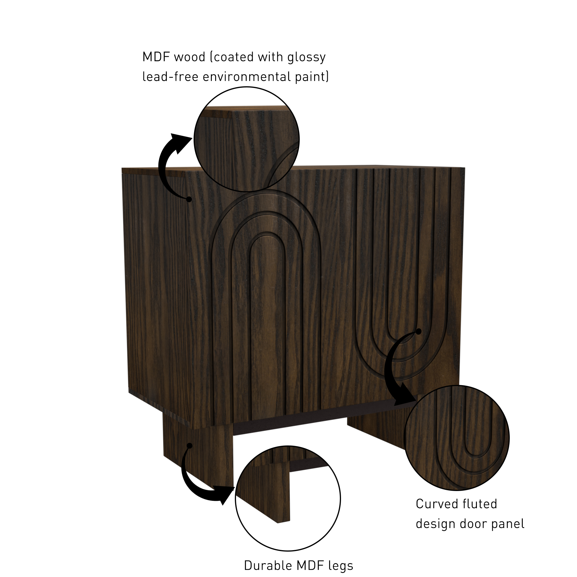 Dark Brown/White MDF 2-Door 31.5 in. Wood Grain Buffet Sideboard For Living Room, Foyer and Kitchen-Dining Room