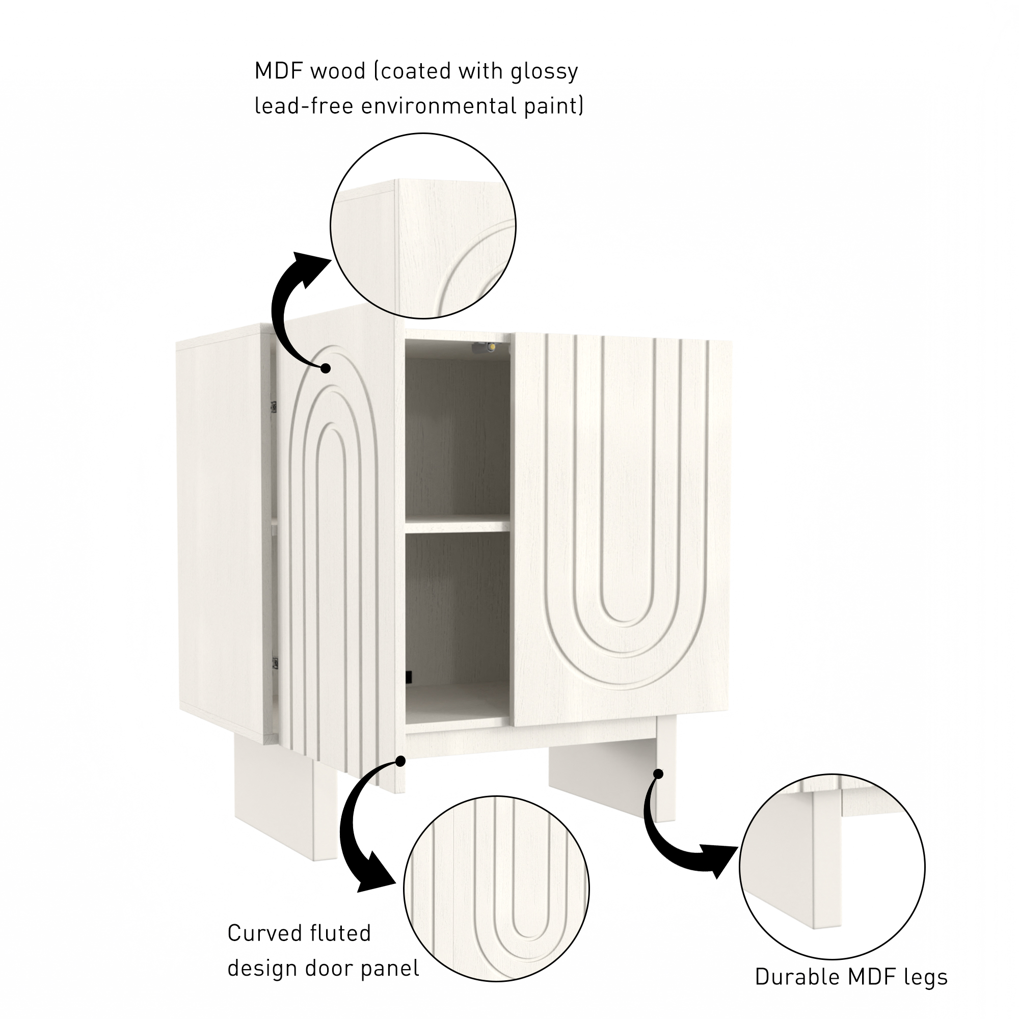 Dark Brown/White MDF 2-Door 31.5 in. Wood Grain Buffet Sideboard For Living Room, Foyer and Kitchen-Dining Room