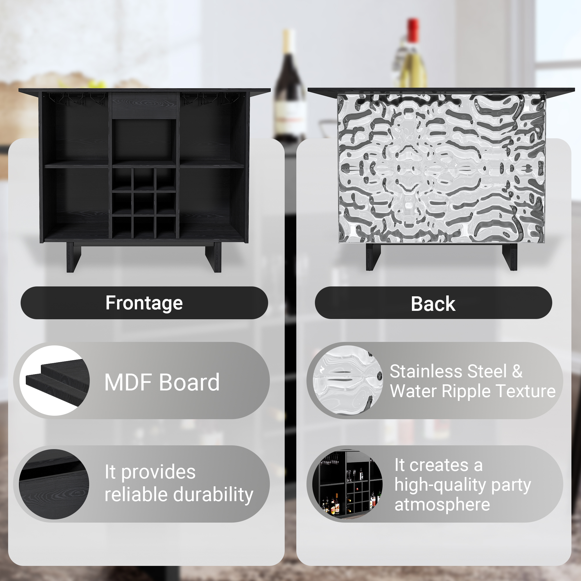 Modern Wine Cabinet Coffee Bar Cabinet with Wine Rack and Drawers