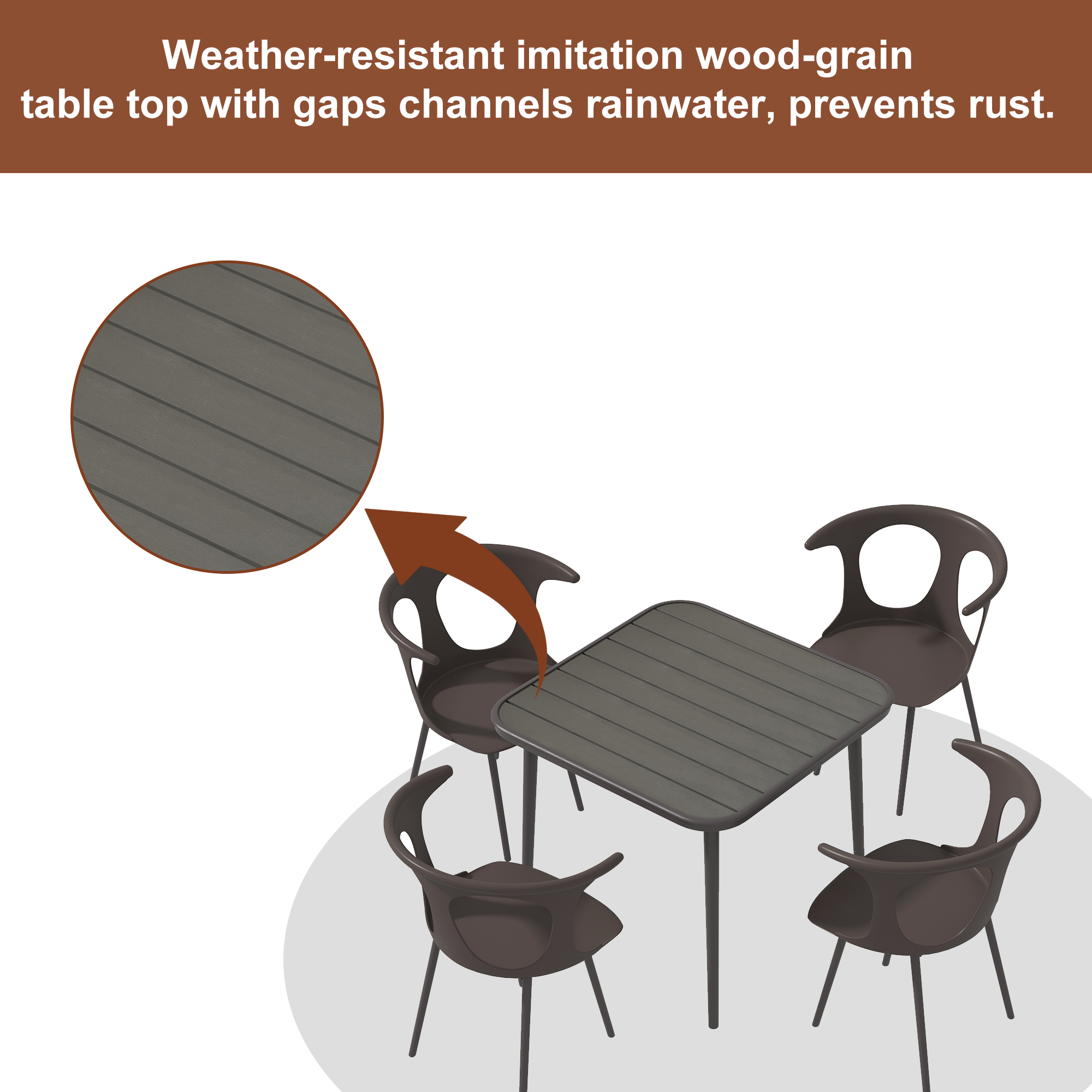 Mondawe Balcony Backyard Outdoor Dining Set with 4 Dining Chairs and Patio Table -Mondawe