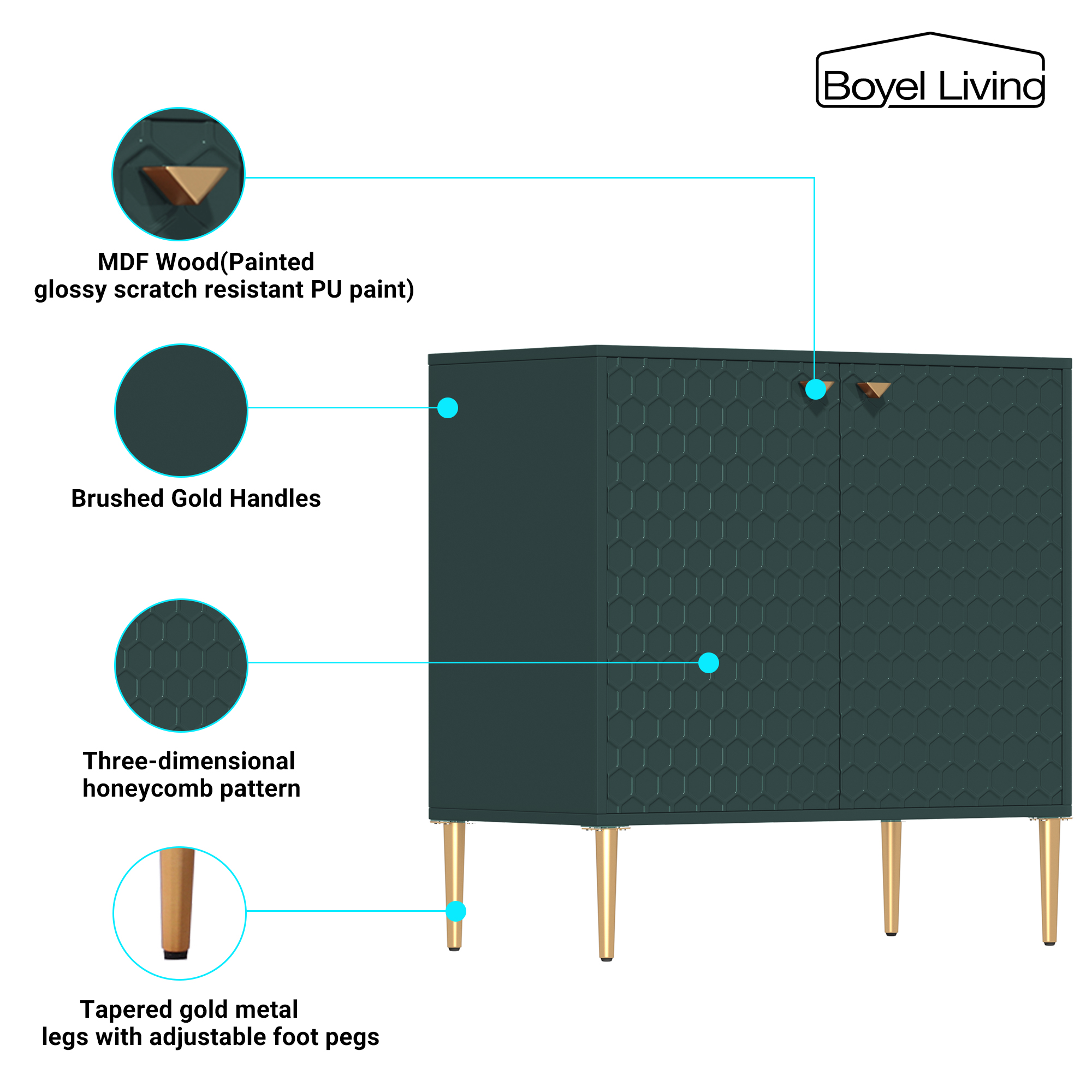 2 Door Adjustable Shelves Locker Cabinet TV Stand Side Table