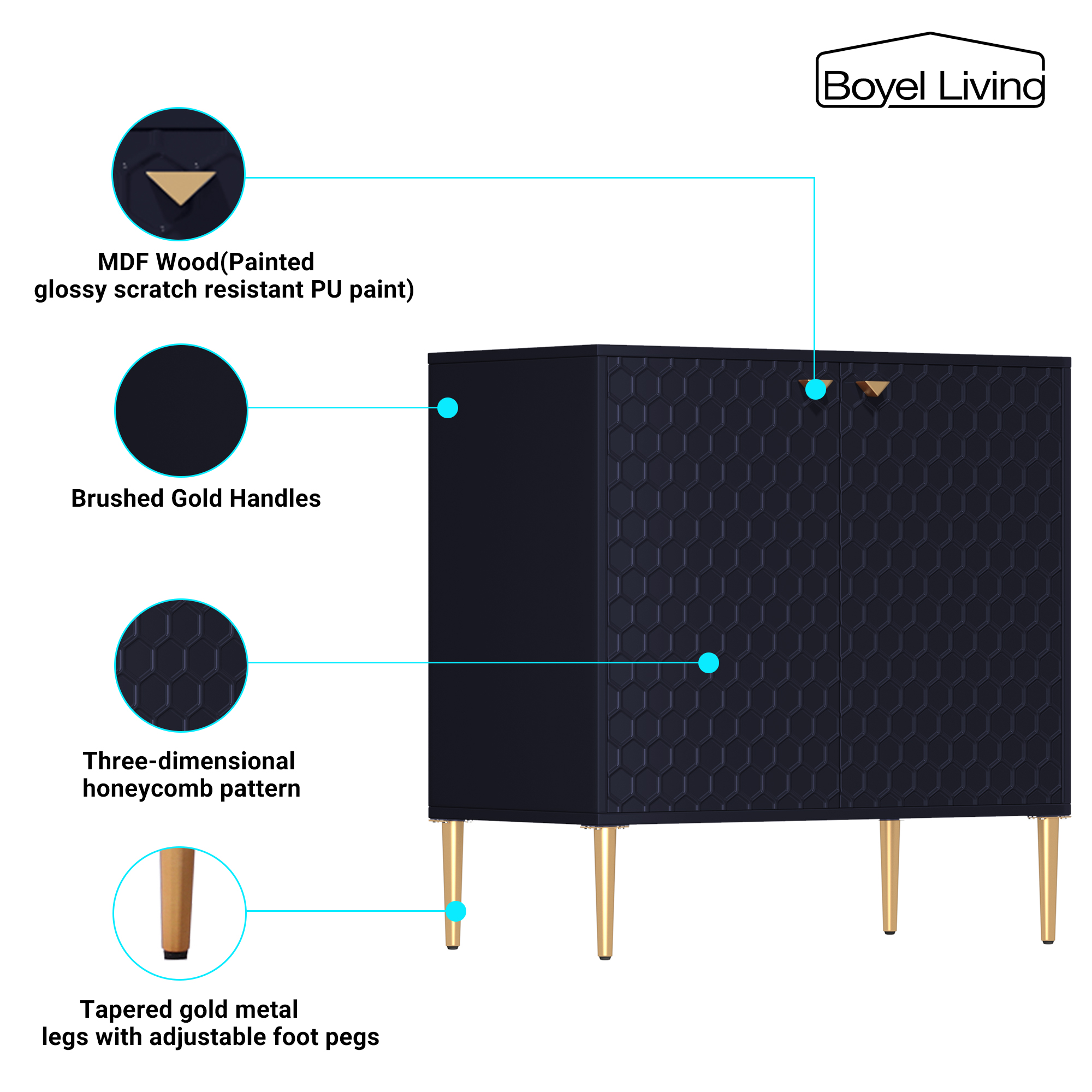 2 Door Adjustable Shelves Locker Cabinet TV Stand Side Table