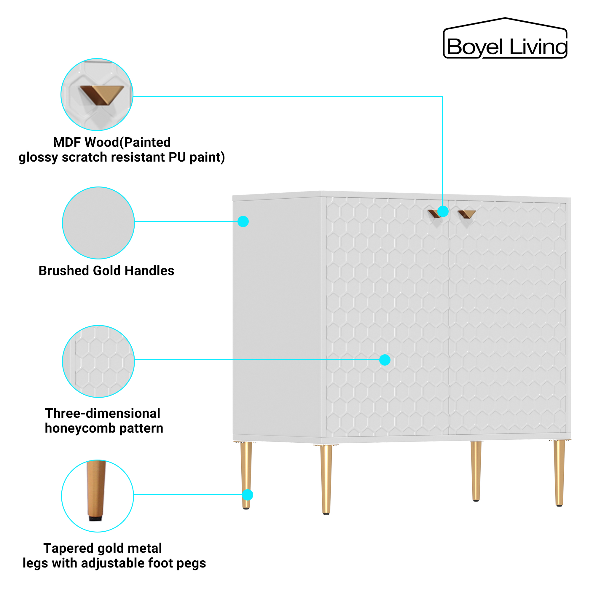 2 Door Adjustable Shelves Locker Cabinet TV Stand Side Table