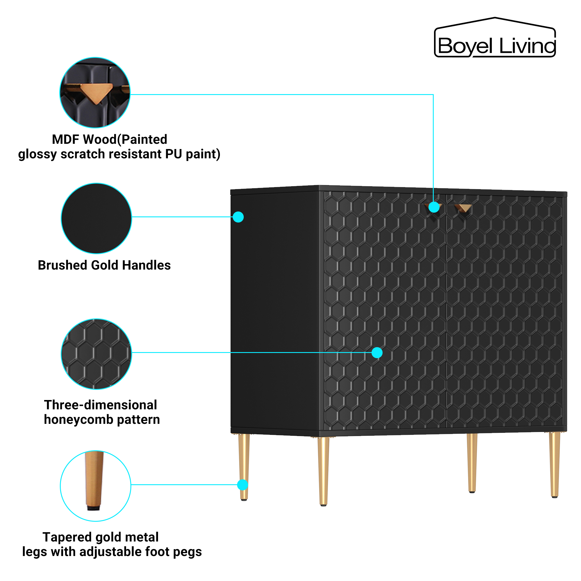 2 Door Adjustable Shelves Locker Cabinet TV Stand Side Table