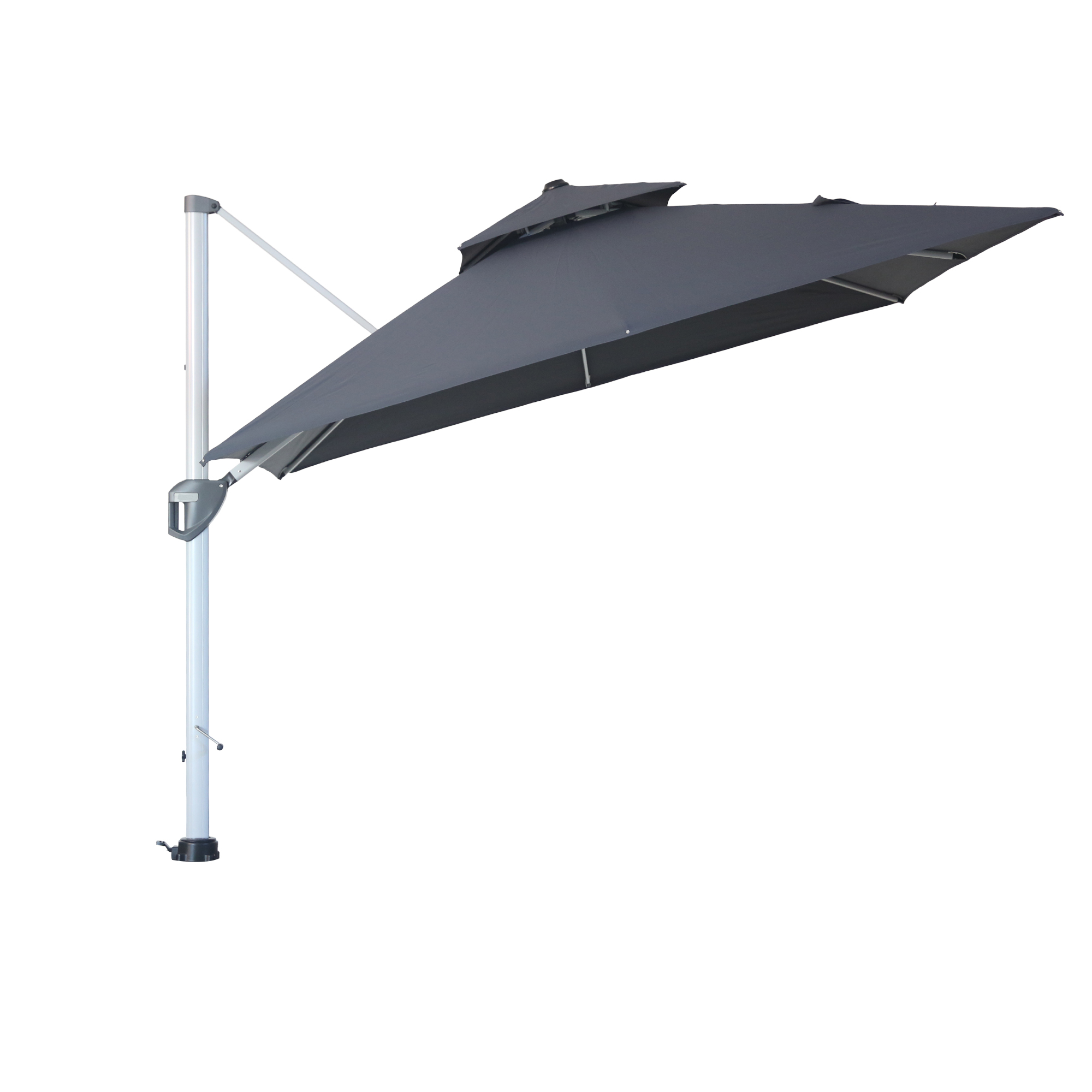 10/11ft Square Cantilever Patio Umbrella with 5 Adjustable Angles, Outdoor Sunshade with Base for Deck, Garden, or Pool