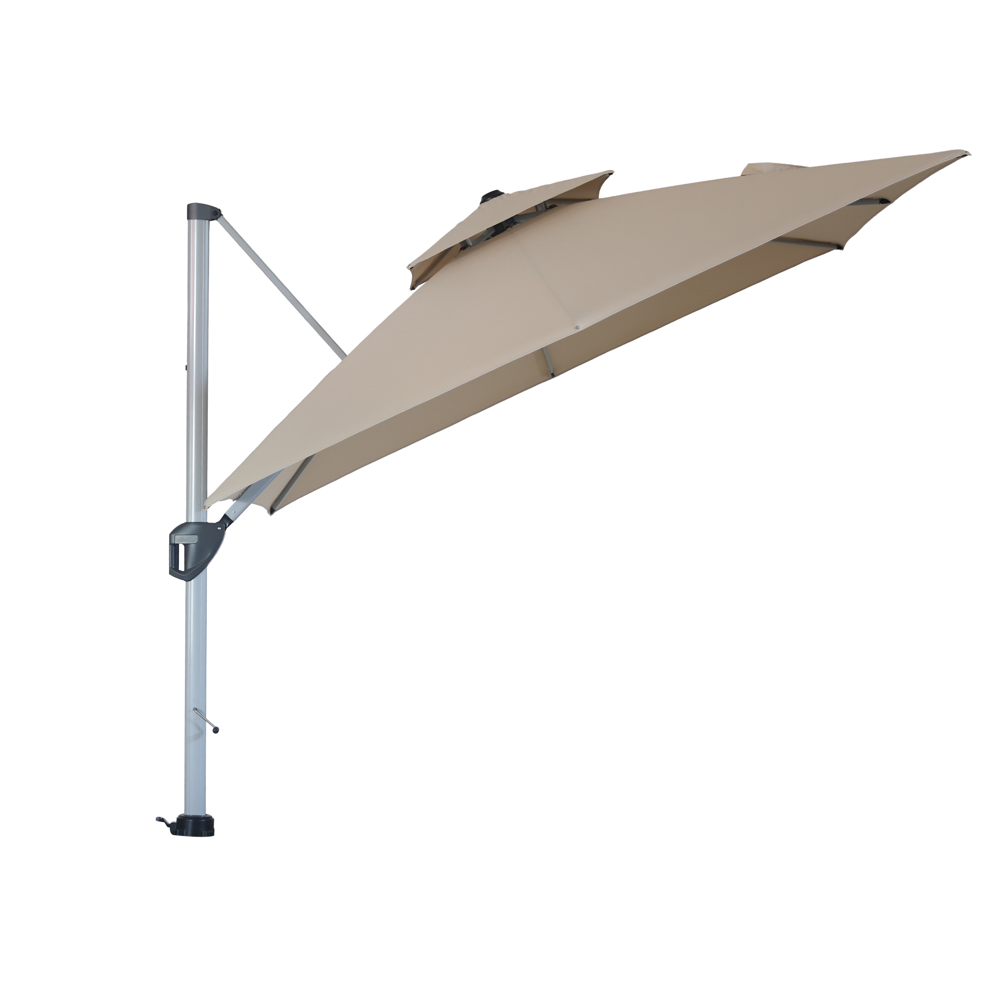 10/11ft Square Cantilever Patio Umbrella with 5 Adjustable Angles, Outdoor Sunshade with Base for Deck, Garden, or Pool