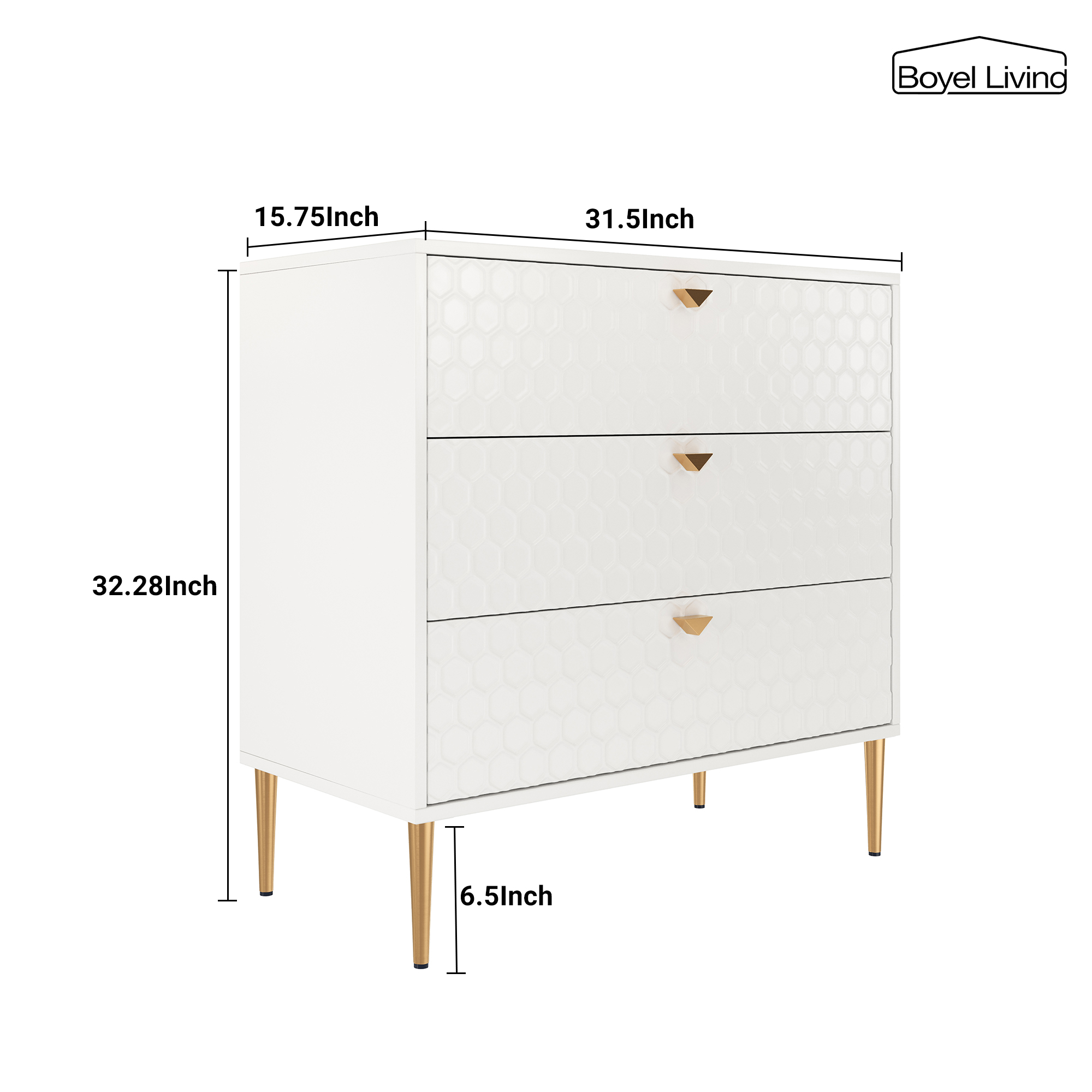 3 Drawers Storage TV Stand Sideboard Decorated Cabinet