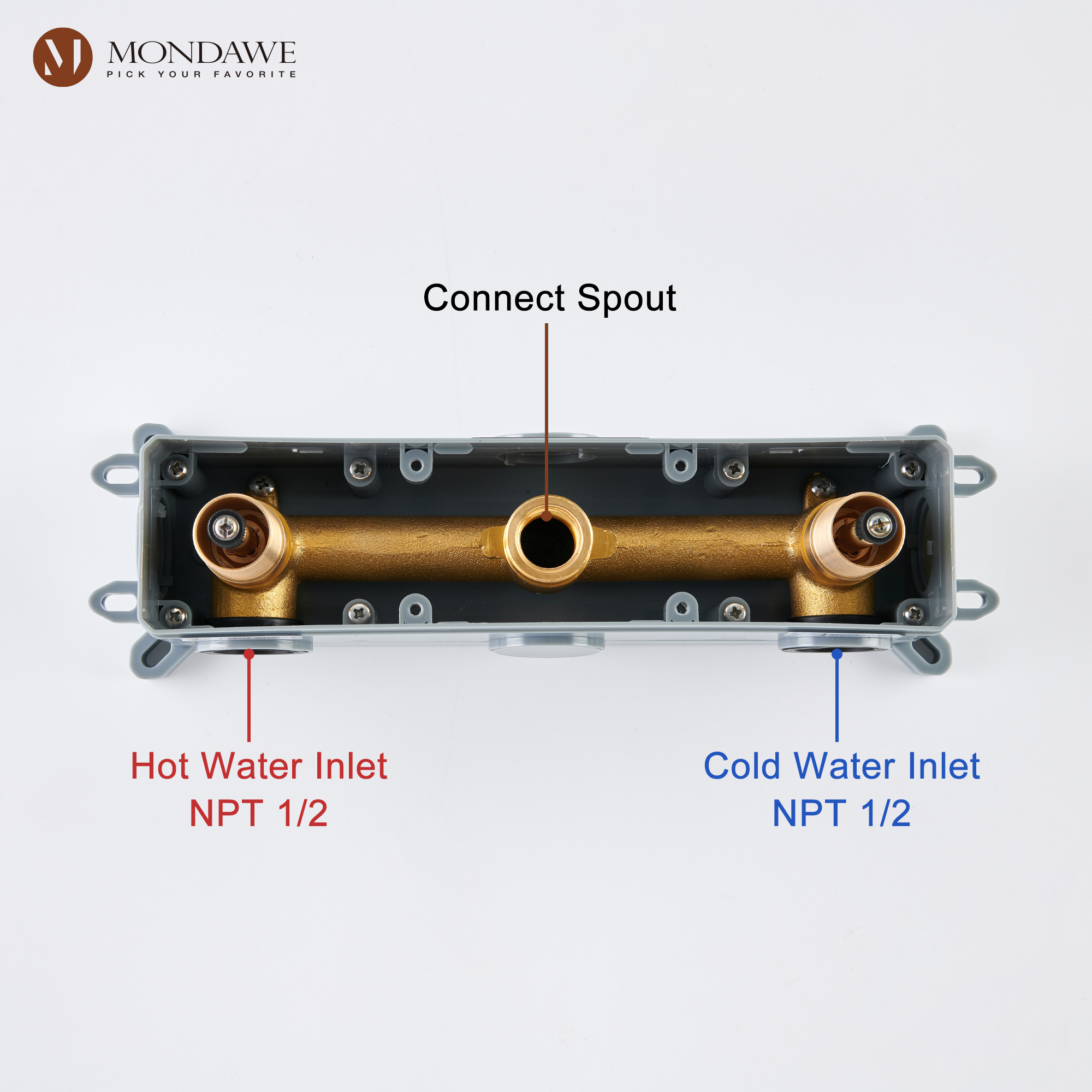Mondawe Spot Free Widespread Wall Mount 3-Hole Sink  Water Tap with Double Handle-Mondawe