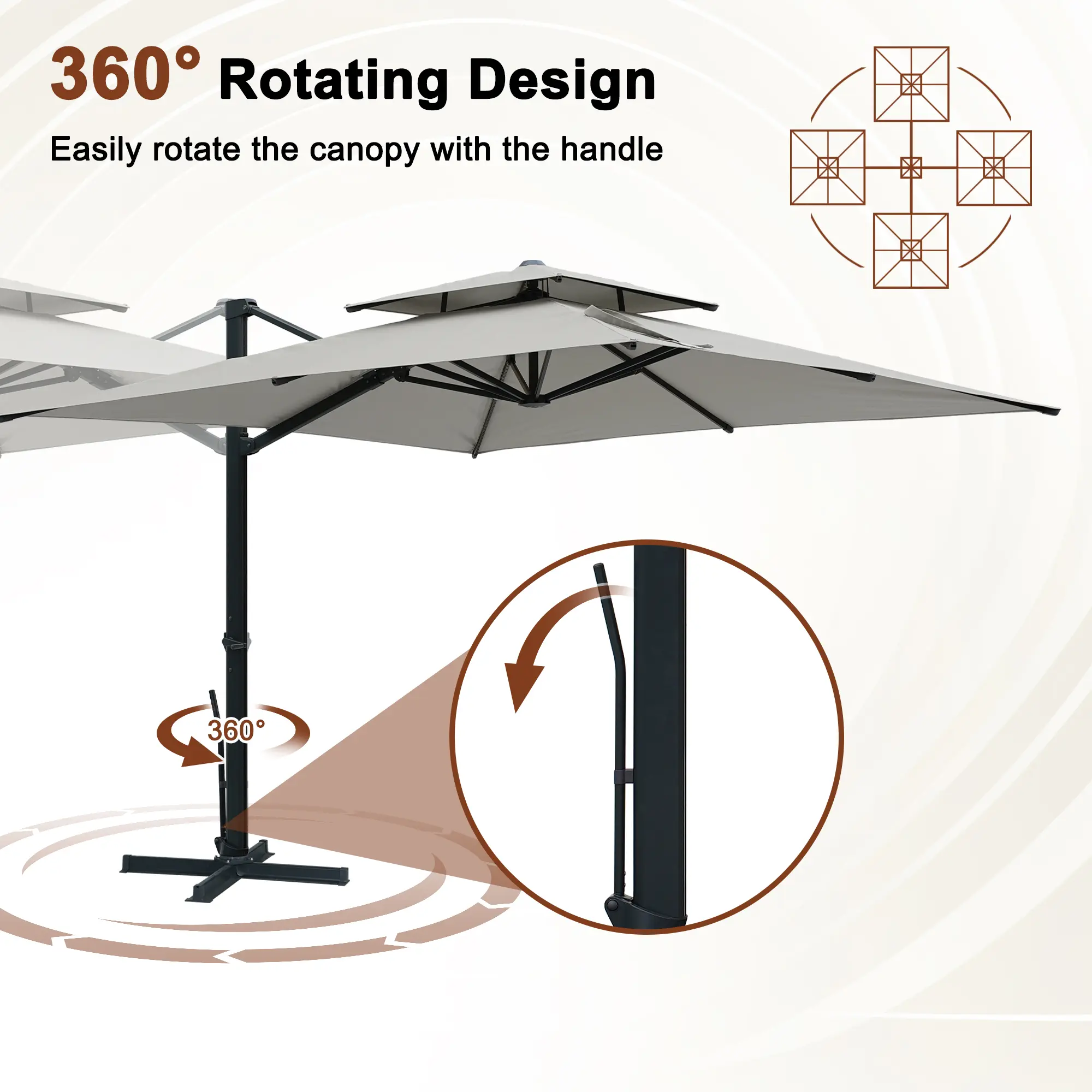10-Ft Aluminum Patio Cantilever Umbrella with Removable Light Strips and Tilt Function
