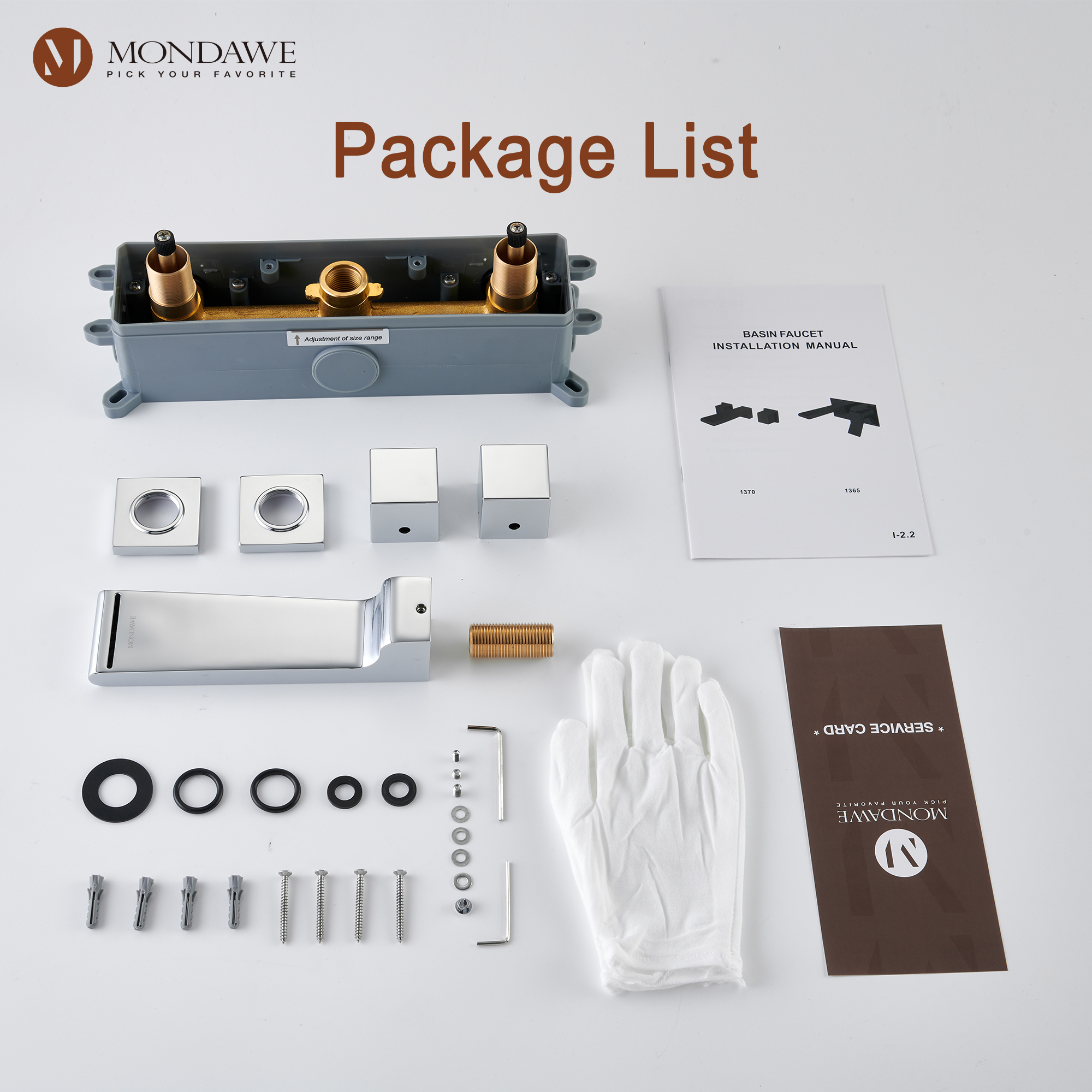 Mondawe Spot Free Widespread Wall Mount 3-Hole Sink  Water Tap with Double Handle-Mondawe