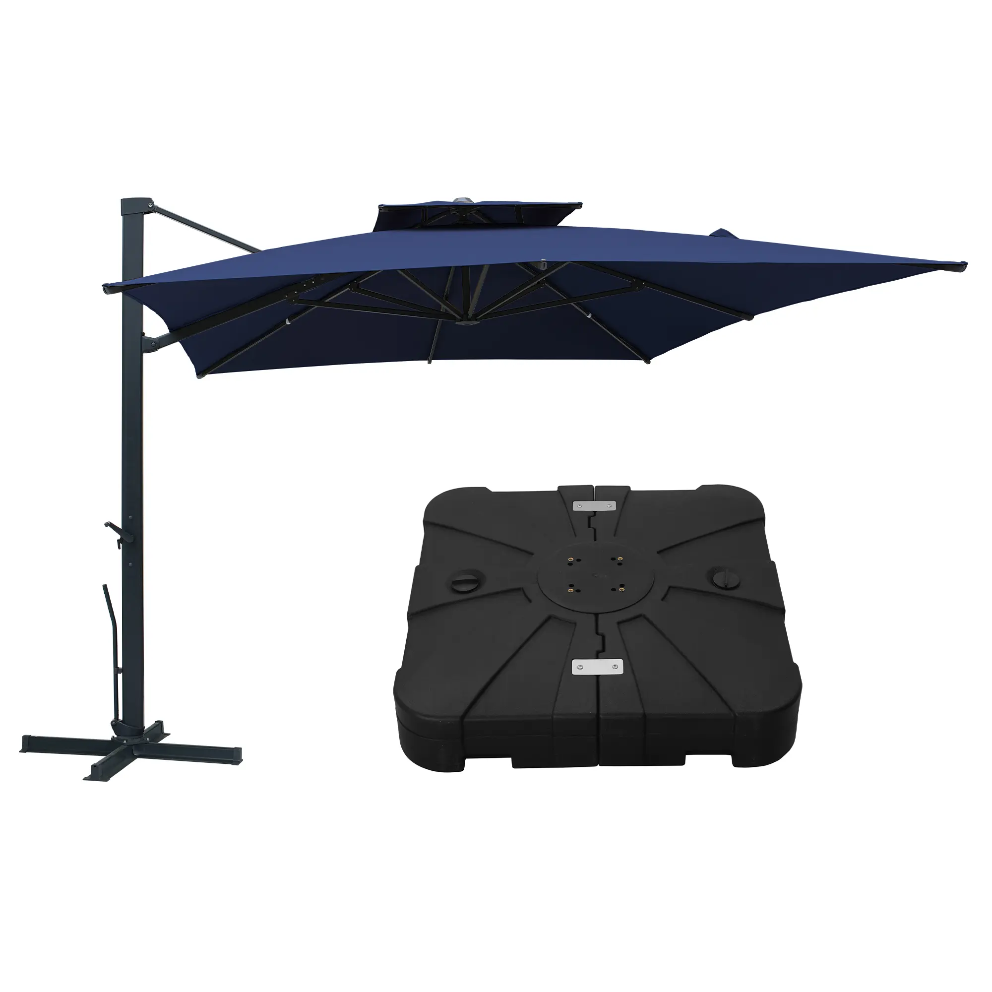 13-Ft Aluminum Patio Cantilever Umbrella with Base and Removable Lights