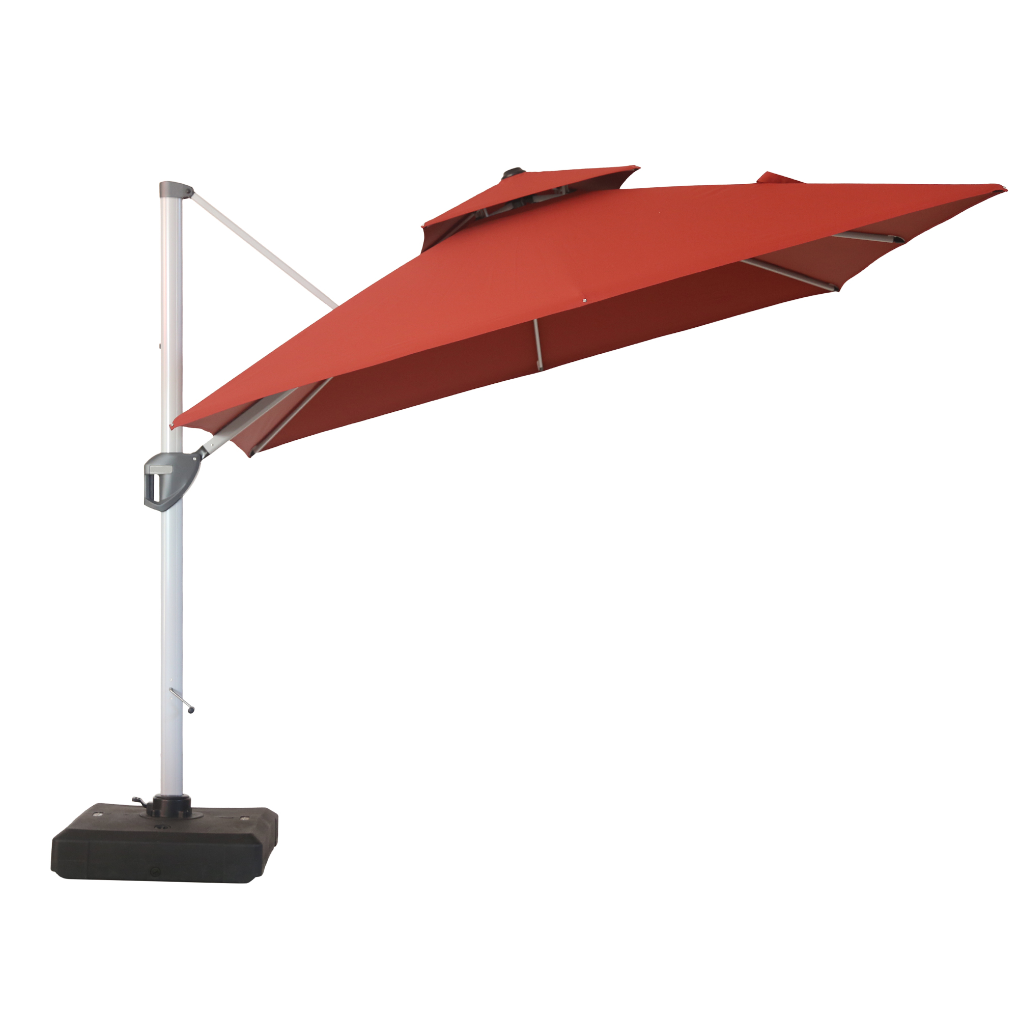 10/11ft Square Cantilever Patio Umbrella with 5 Adjustable Angles, Outdoor Sunshade with Base for Deck, Garden, or Pool