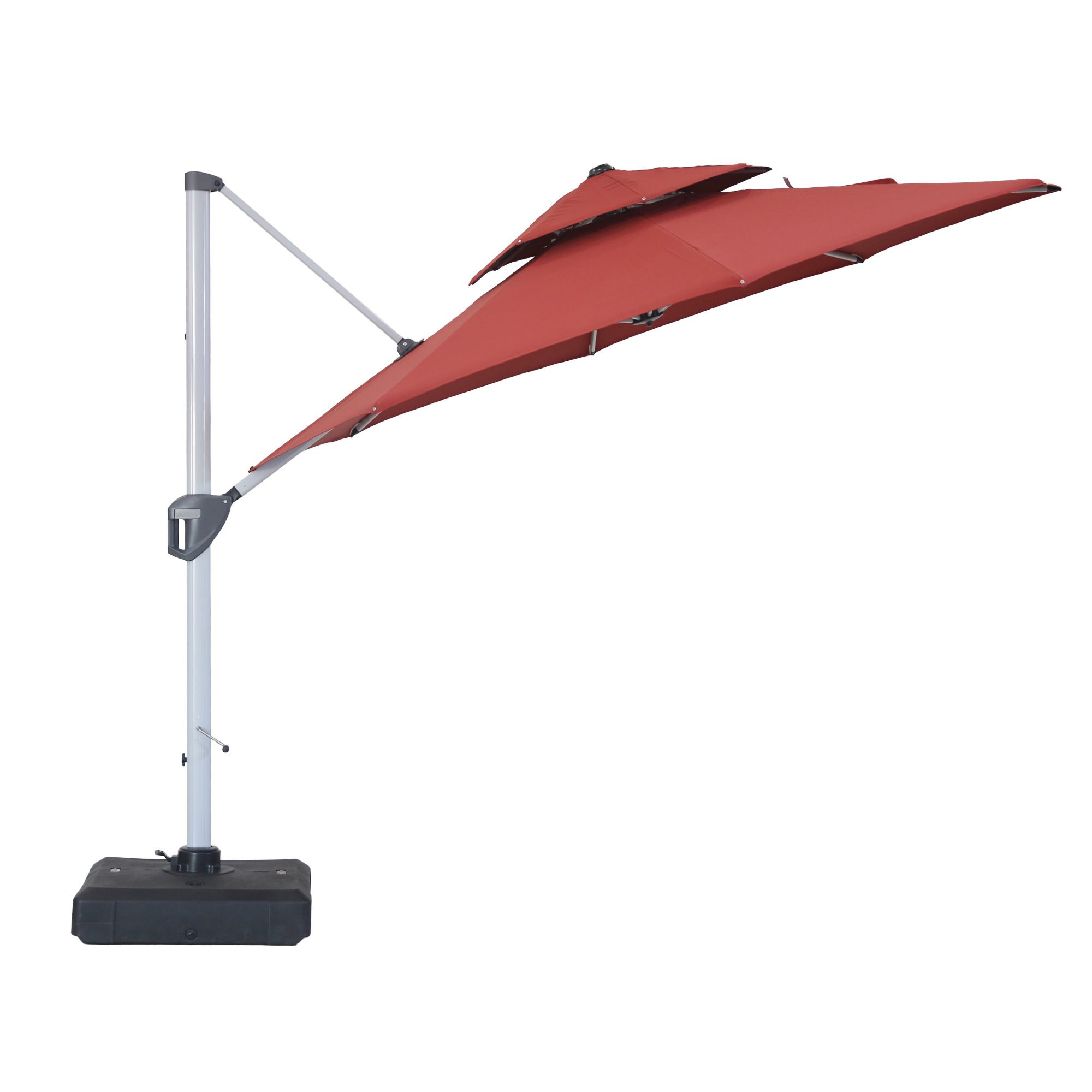 10/11ft Square Cantilever Patio Umbrella with 5 Adjustable Angles, Outdoor Sunshade with Base for Deck, Garden, or Pool