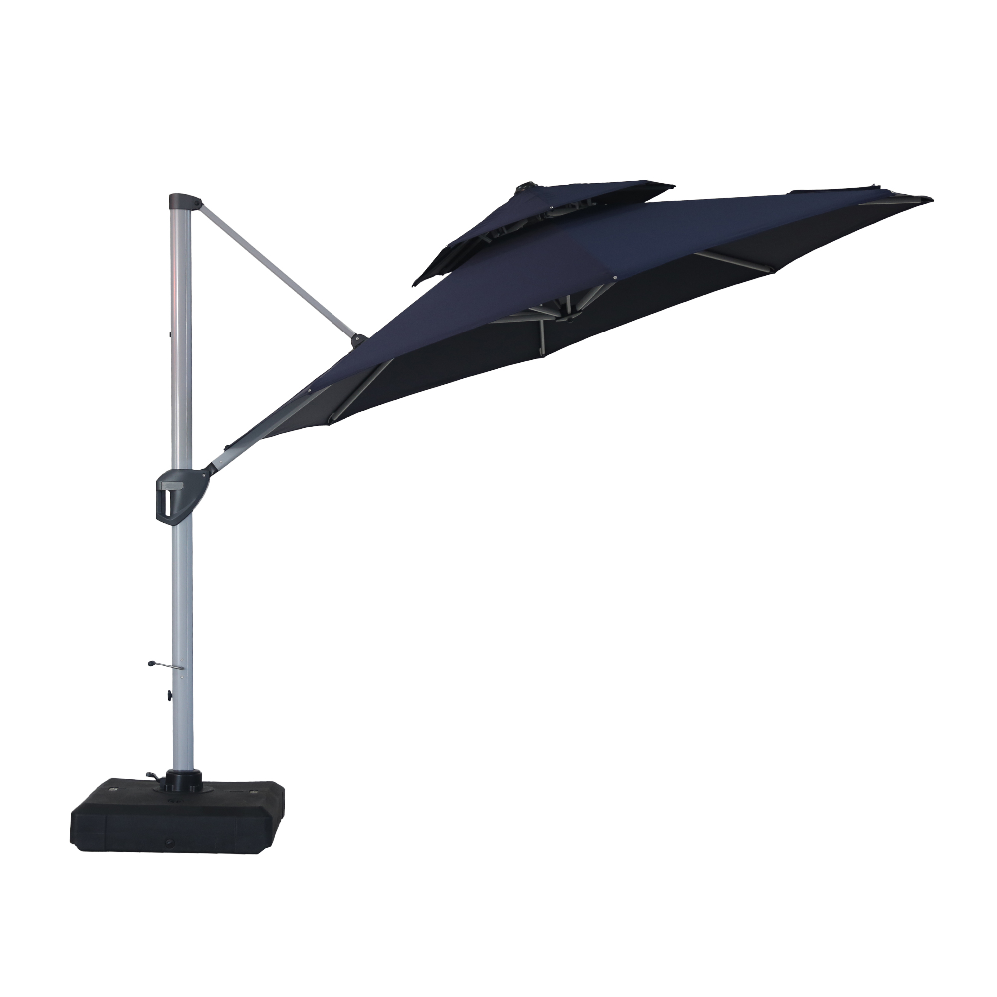 10/11ft Square Cantilever Patio Umbrella with 5 Adjustable Angles, Outdoor Sunshade with Base for Deck, Garden, or Pool