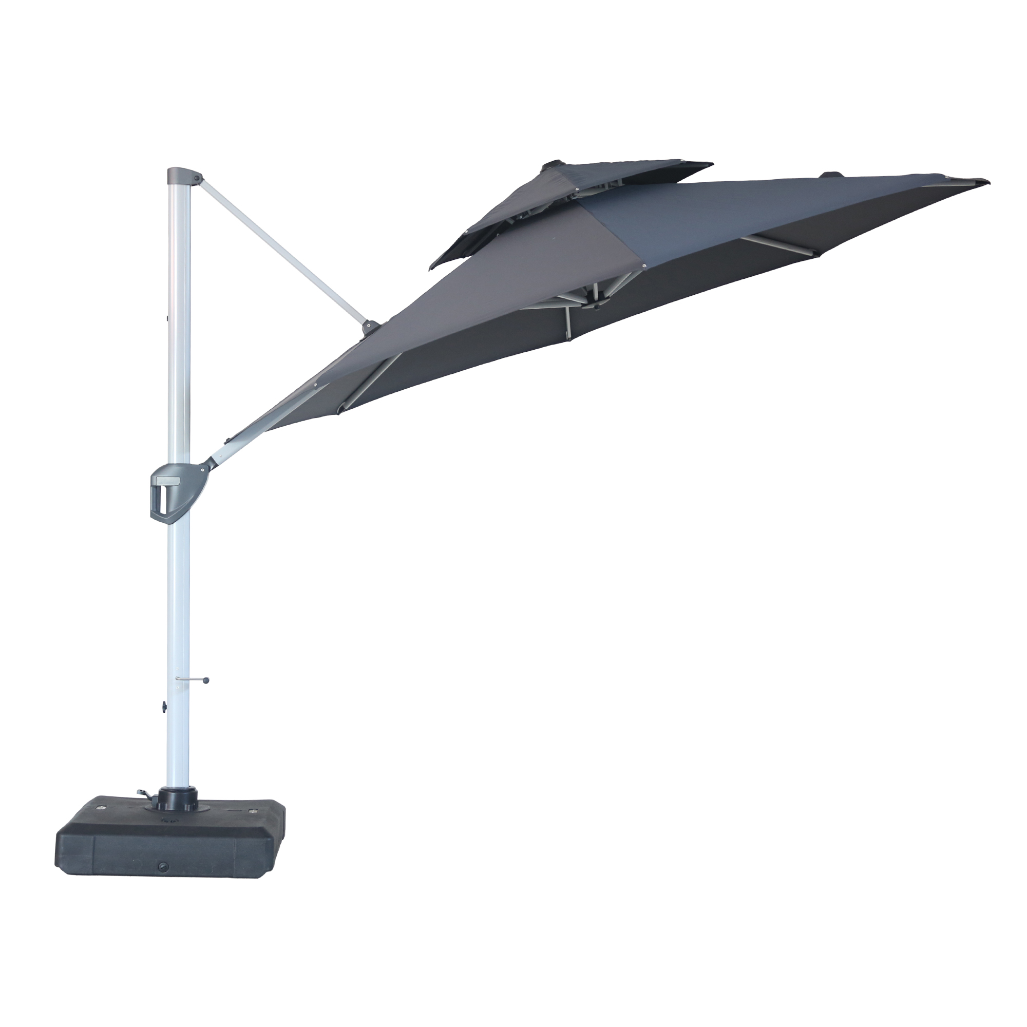 10/11ft Square Cantilever Patio Umbrella with 5 Adjustable Angles, Outdoor Sunshade with Base for Deck, Garden, or Pool
