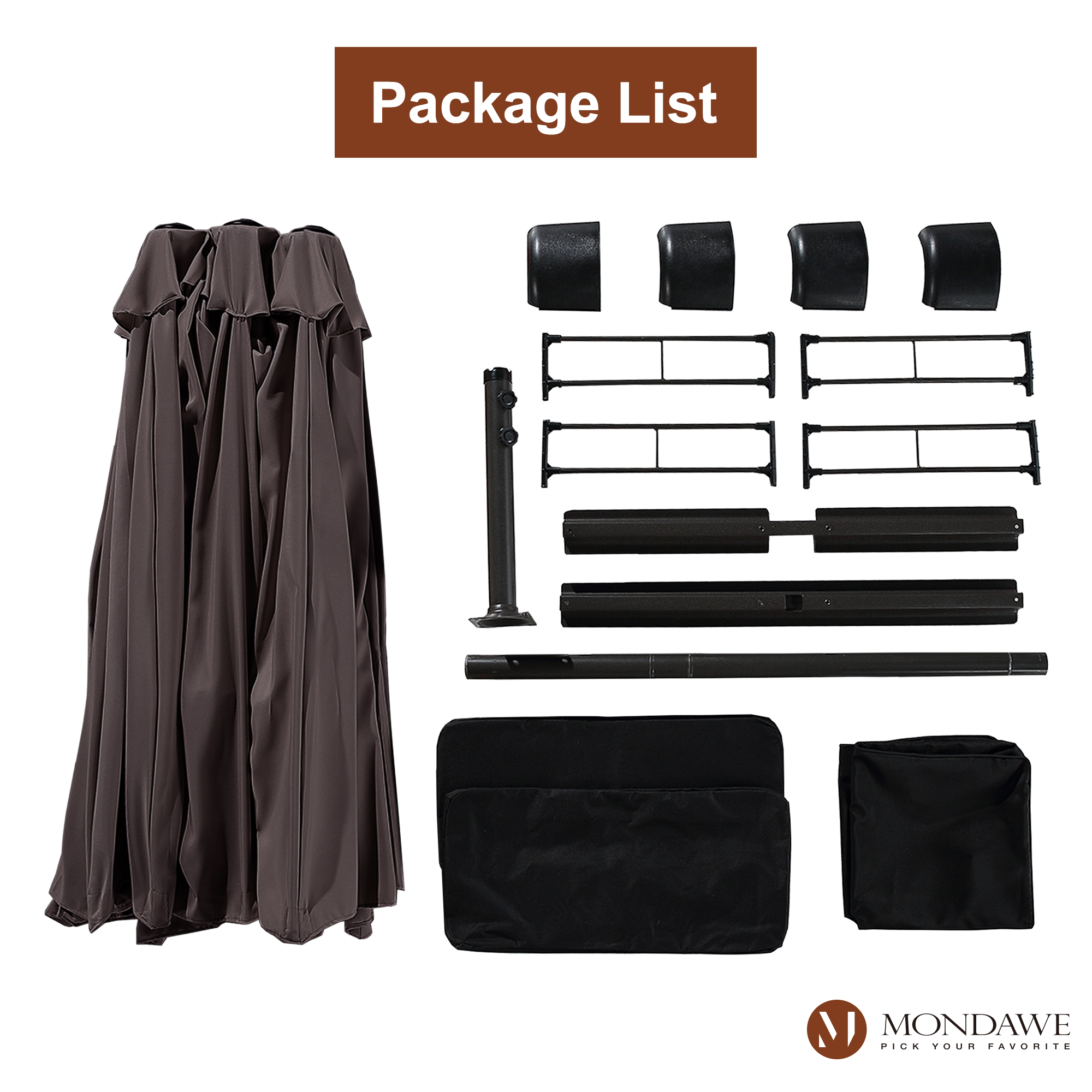 Mondawe 15ft Rectangular Patio Market Umbrella with Base-Mondawe