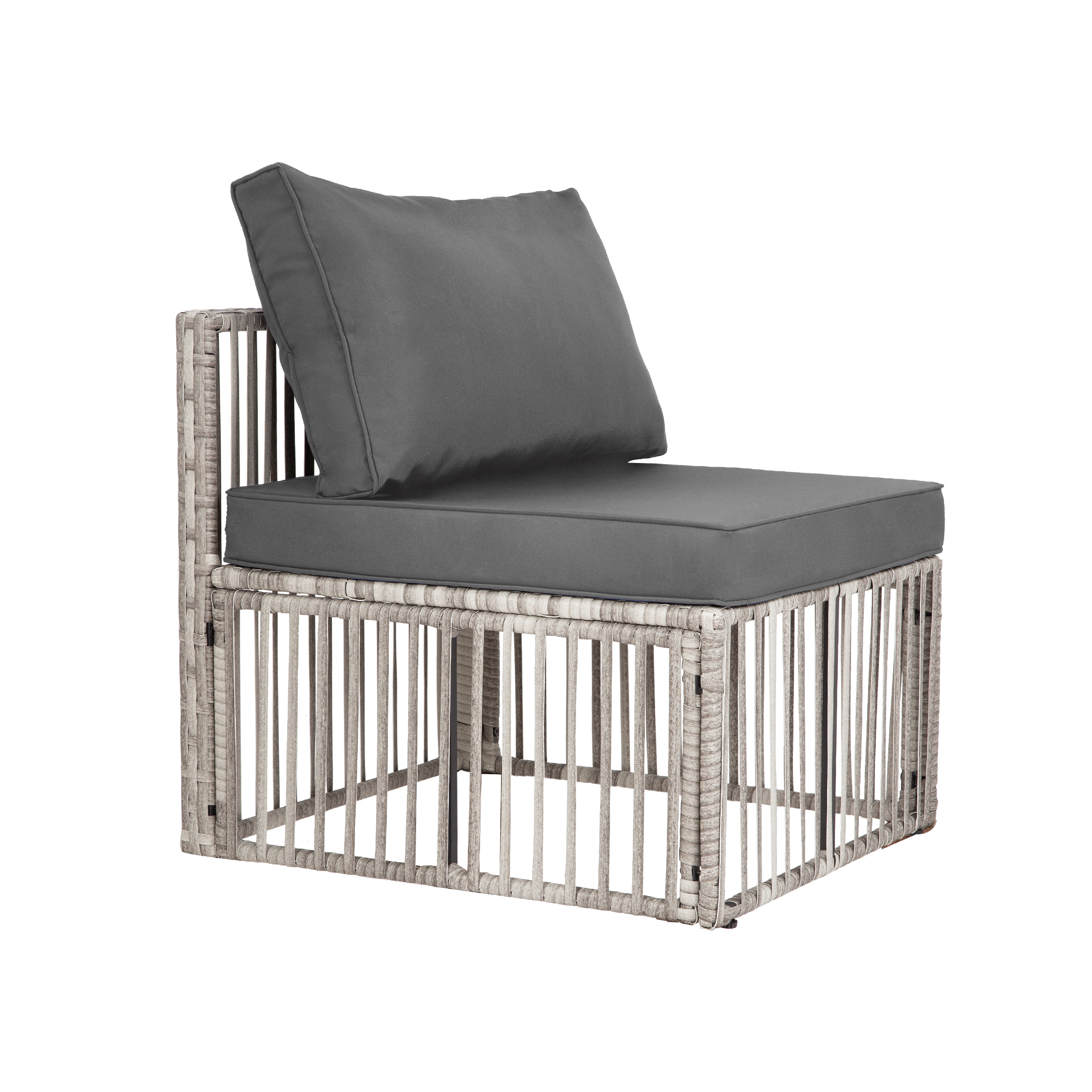 7-Piece Outdoor Patio Furniture Set – PE Rattan Sectional Sofa with Cushions & Coffee Table, All-Weather Wicker, Removable Covers，Gray/Blue/Brown