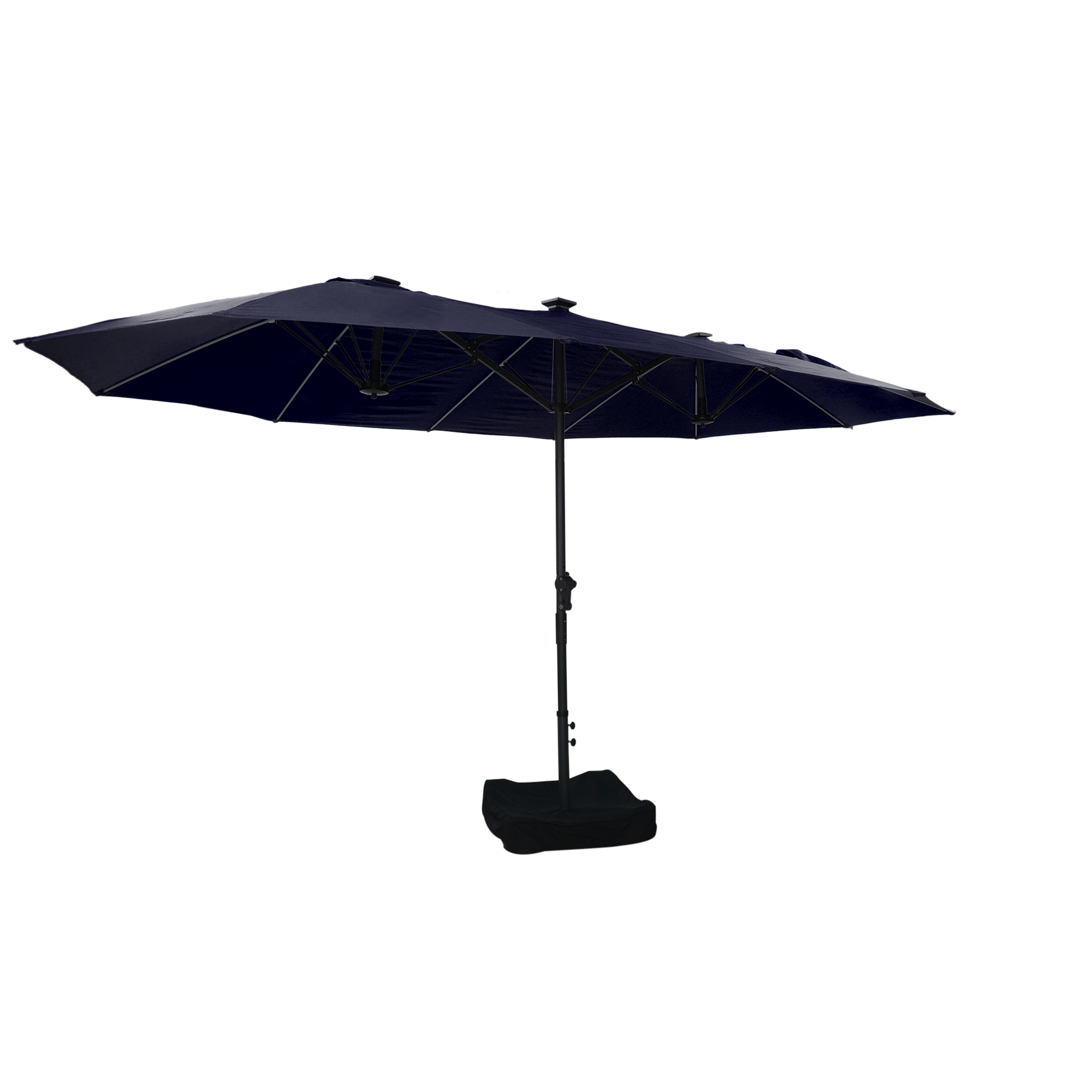 15ft Rectangular Dual-Sided Patio Fiberglass Ribs Umbrella with LED Lights