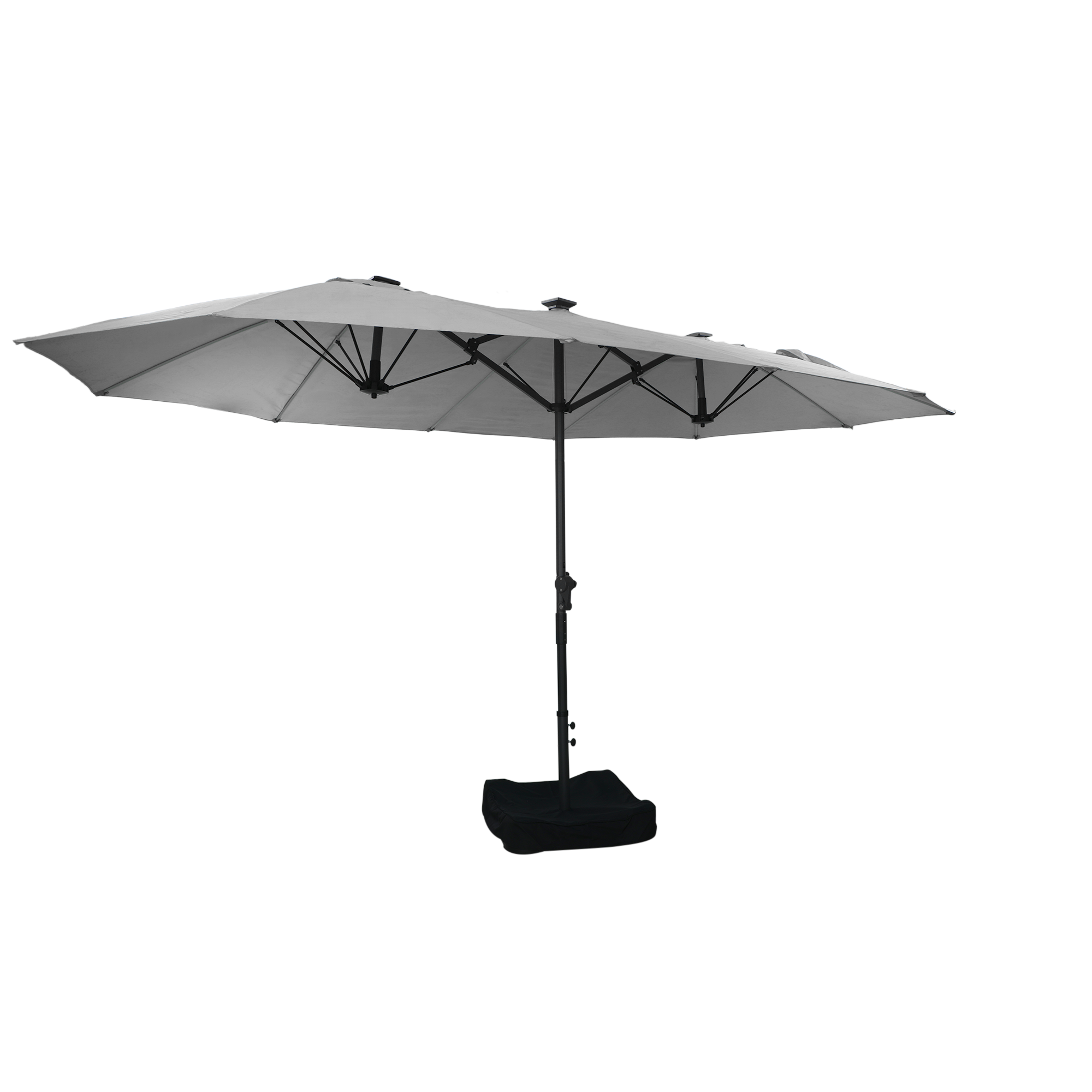 15ft Rectangular Dual-Sided Patio Fiberglass Ribs Umbrella with LED Lights
