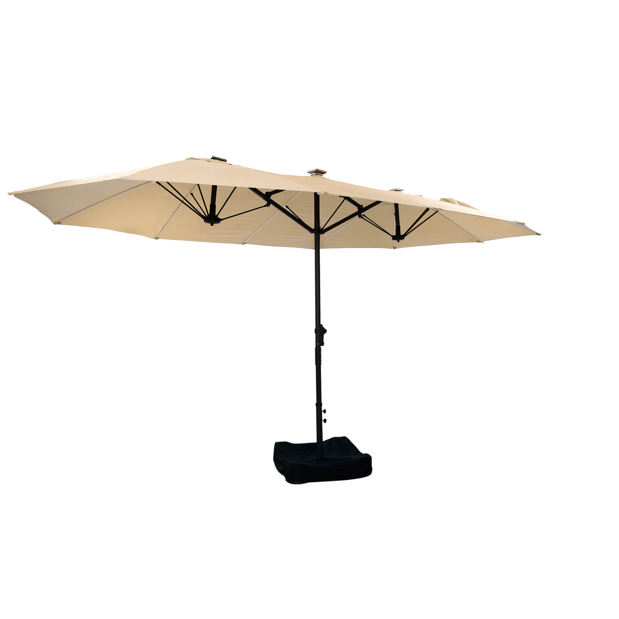 15ft Rectangular Dual-Sided Patio Fiberglass Ribs Umbrella with LED Lights