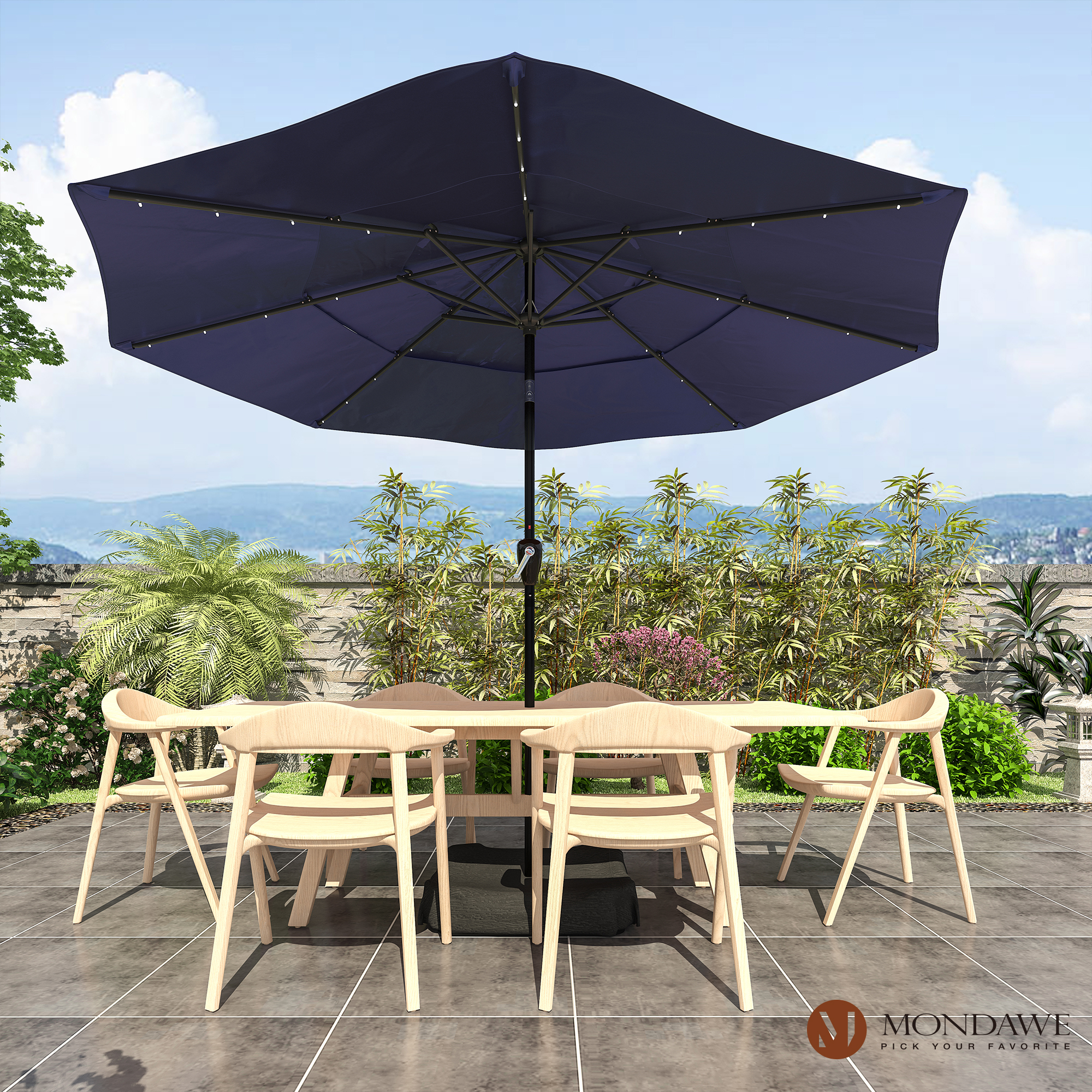 Mondawe 11-Ft Market Patio Umbrella with LED-Mondawe