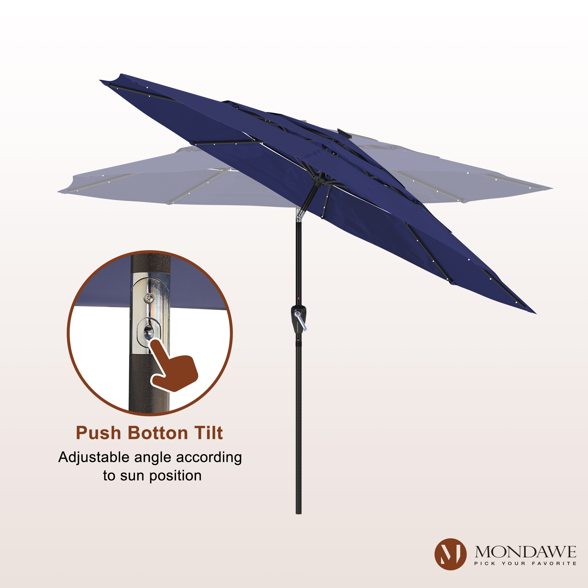 Mondawe 11-Ft Market Patio Umbrella with LED-Mondawe