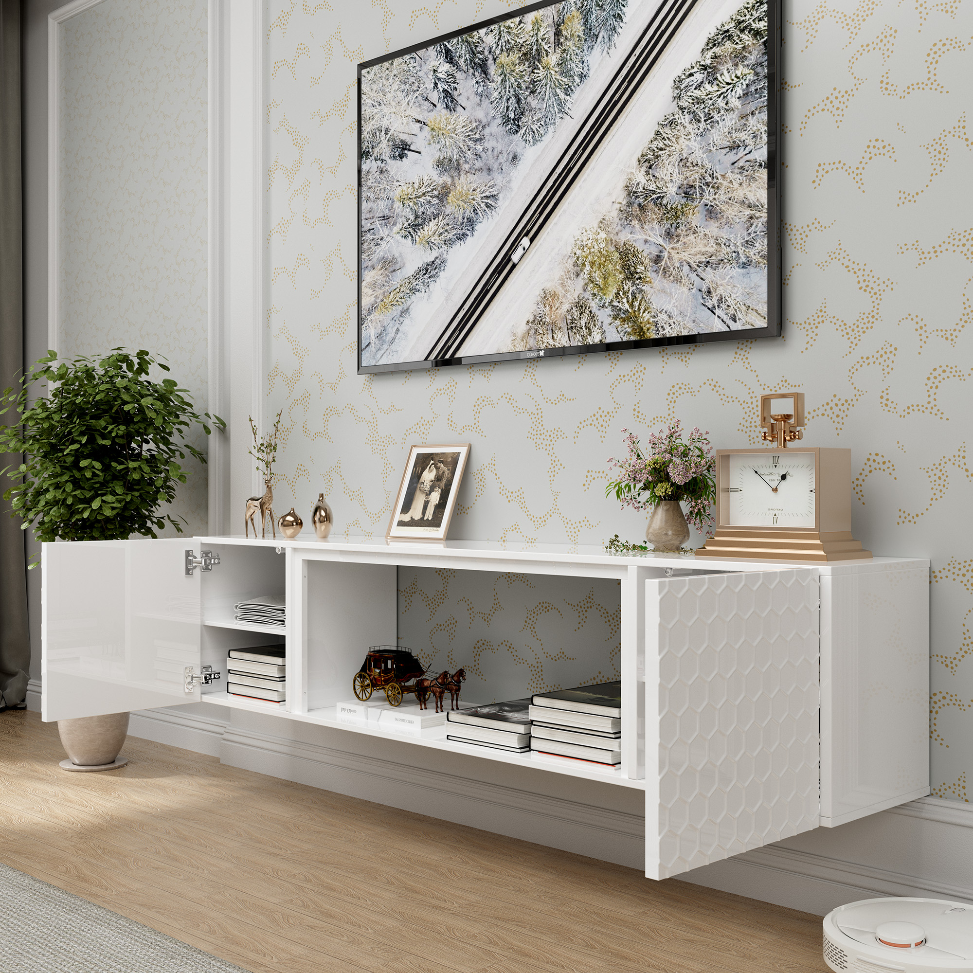 Wall Mount Floating TV Stand up for 70/80 inch TV