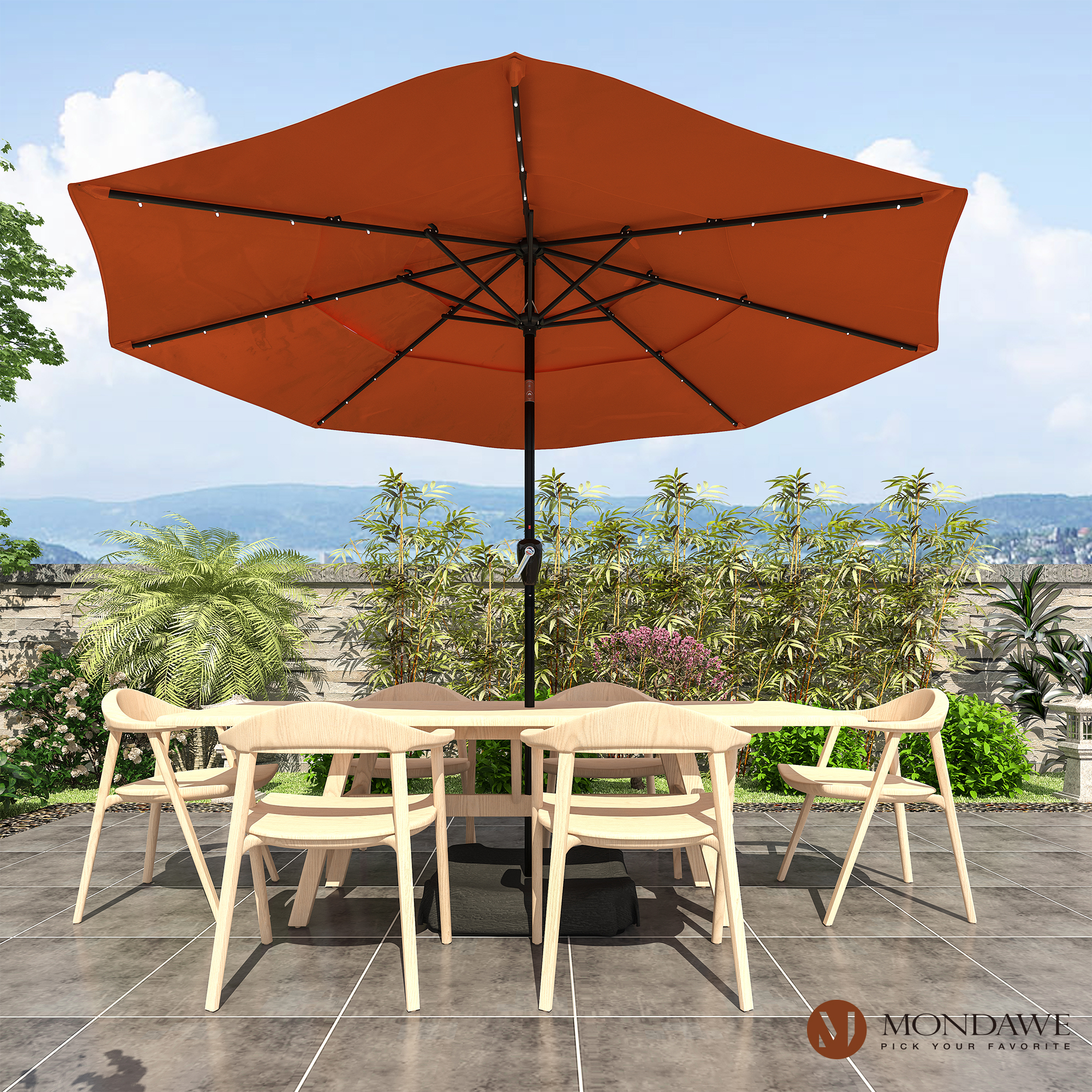 Mondawe 11-Ft Market Patio Umbrella with LED-Mondawe