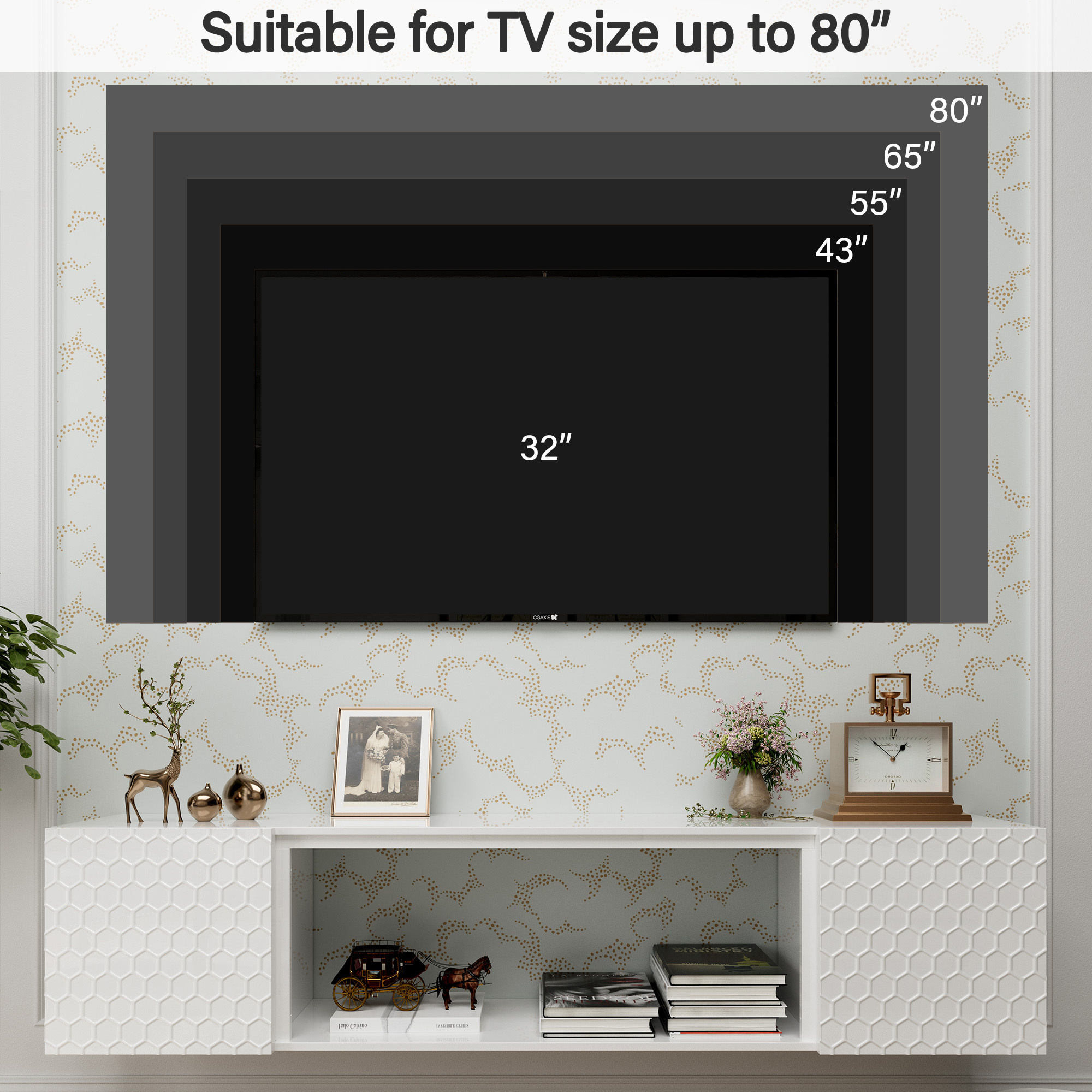 Wall Mount Floating TV Stand up for 70/80 inch TV