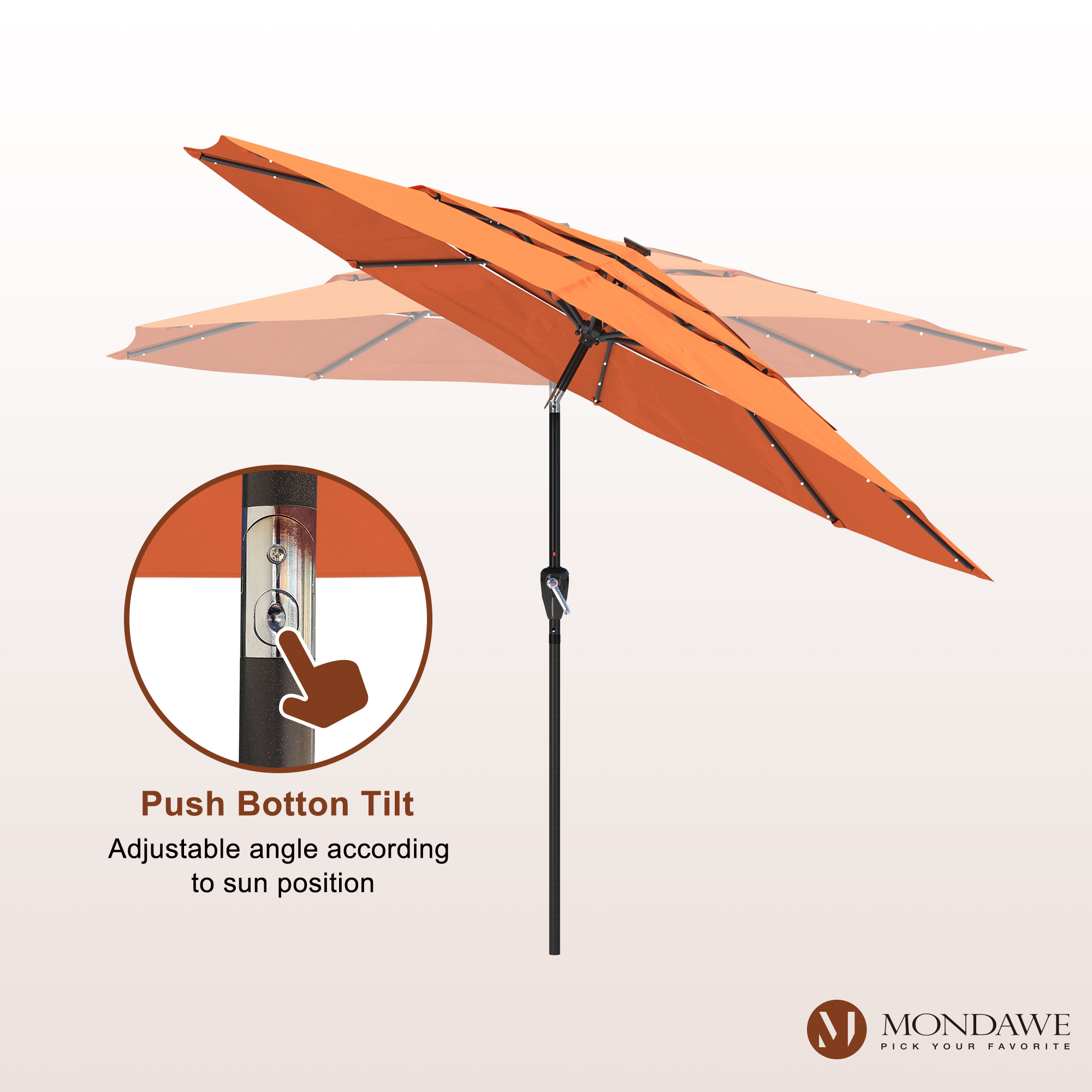 Mondawe 11-Ft Market Patio Umbrella with LED-Mondawe