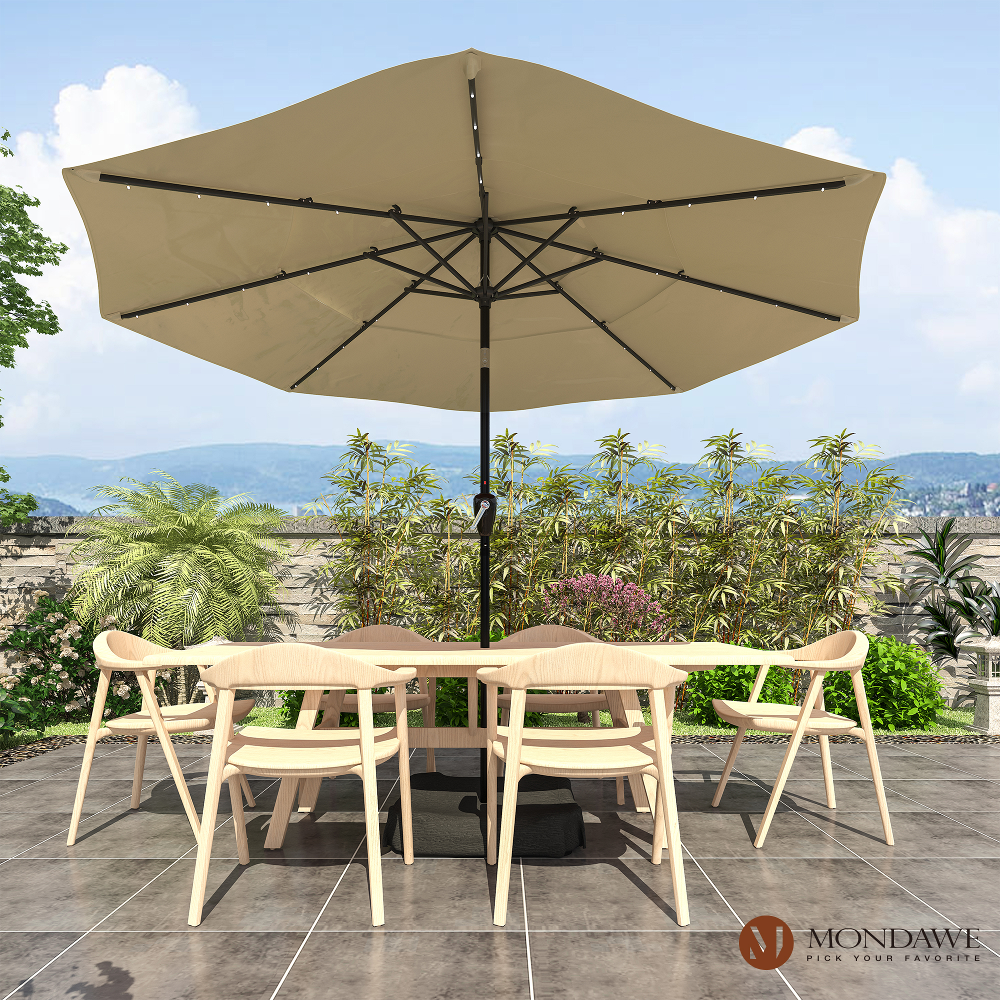 Mondawe 11-Ft Market Patio Umbrella with LED-Mondawe