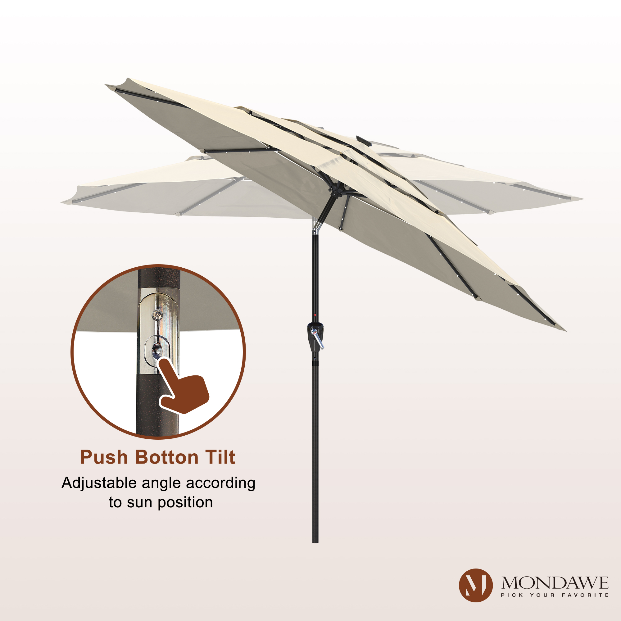 Mondawe 11-Ft Market Patio Umbrella with LED-Mondawe