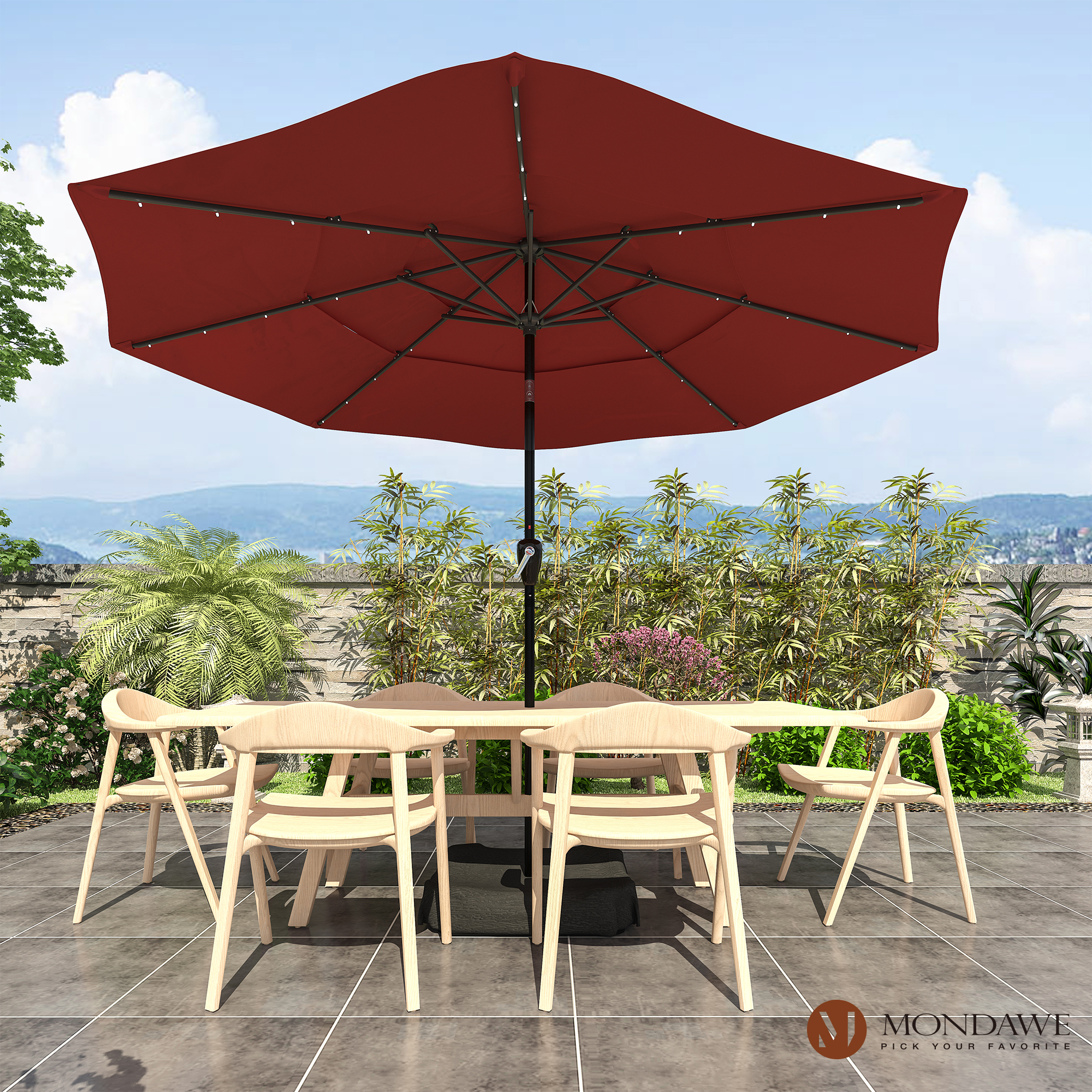 Mondawe 11-Ft Market Patio Umbrella with LED-Mondawe