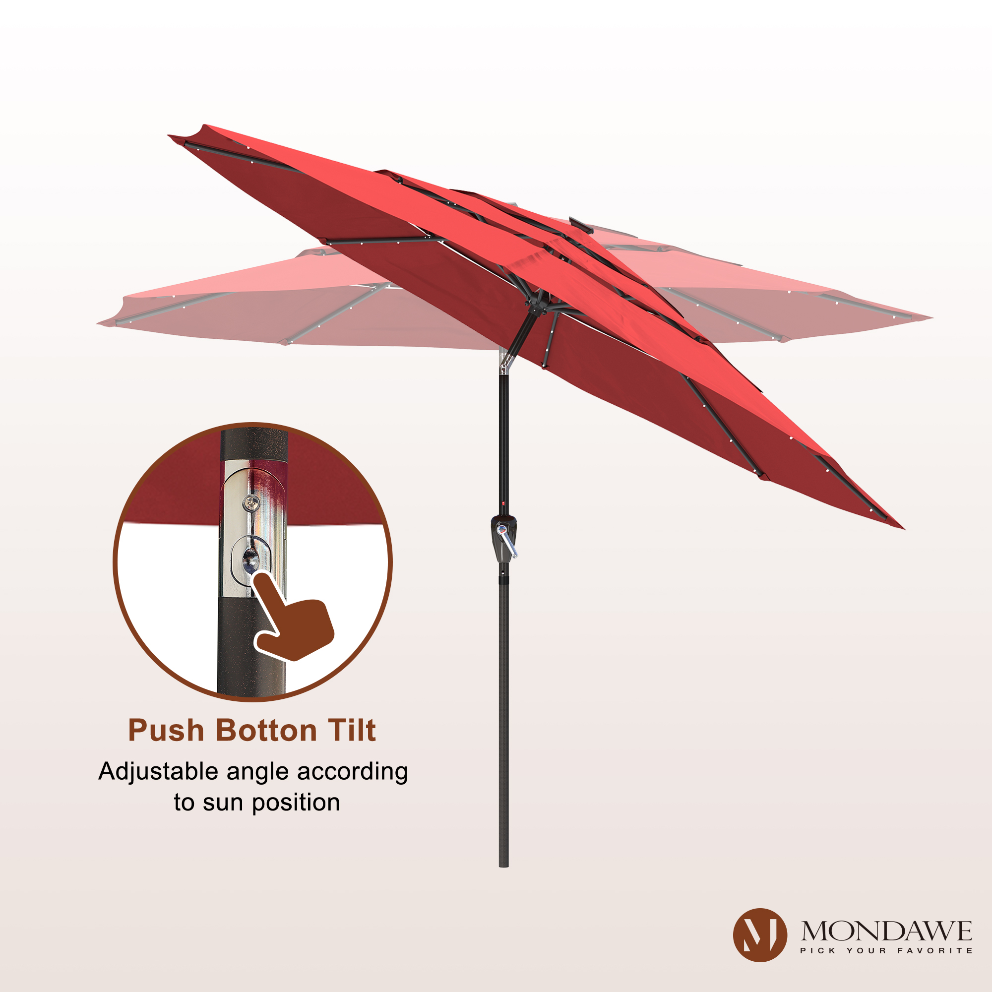 Mondawe 11-Ft Market Patio Umbrella with LED-Mondawe
