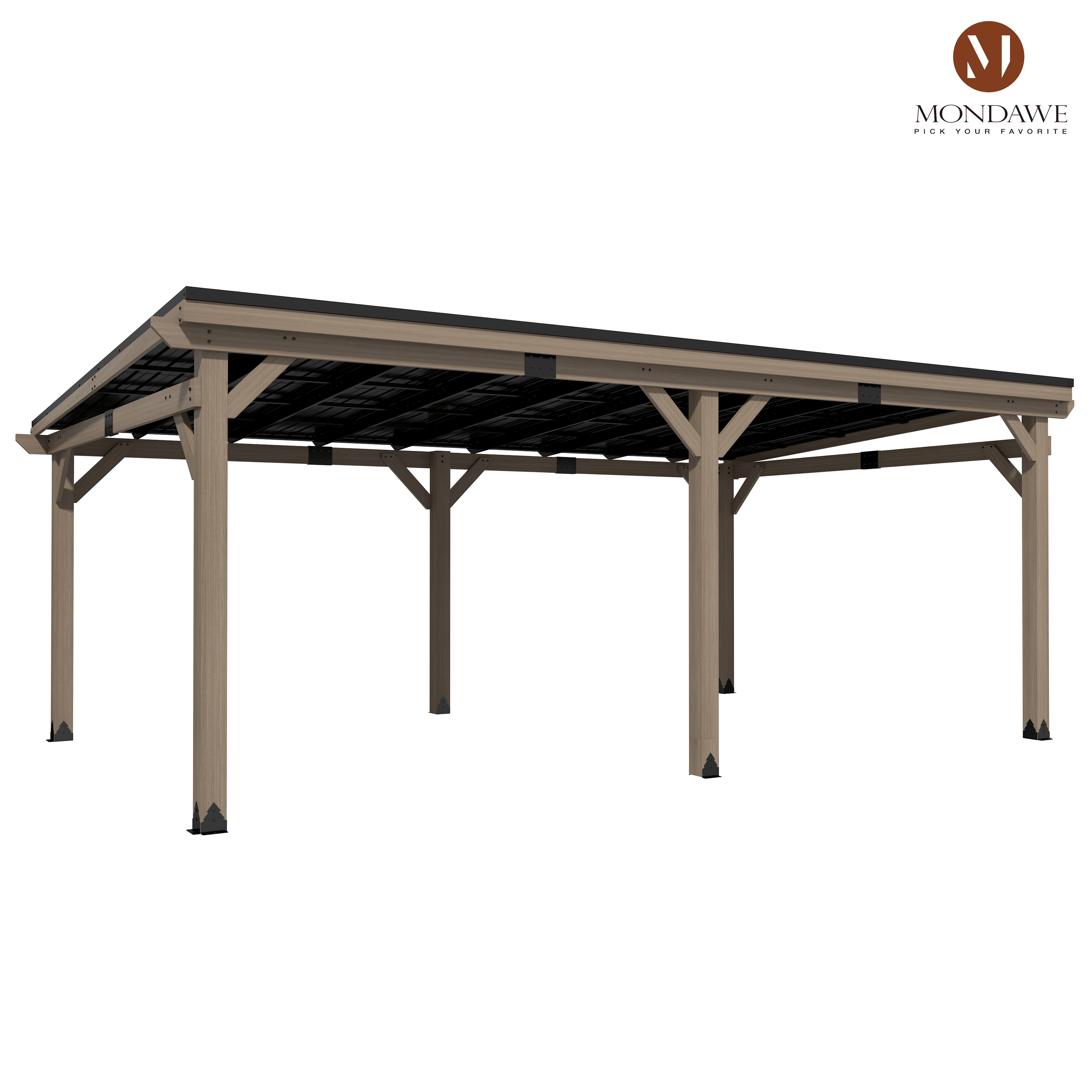 Outdoor Cedar Wooden Hardtop Gazebo with Pitched Galvanized Steel Roof