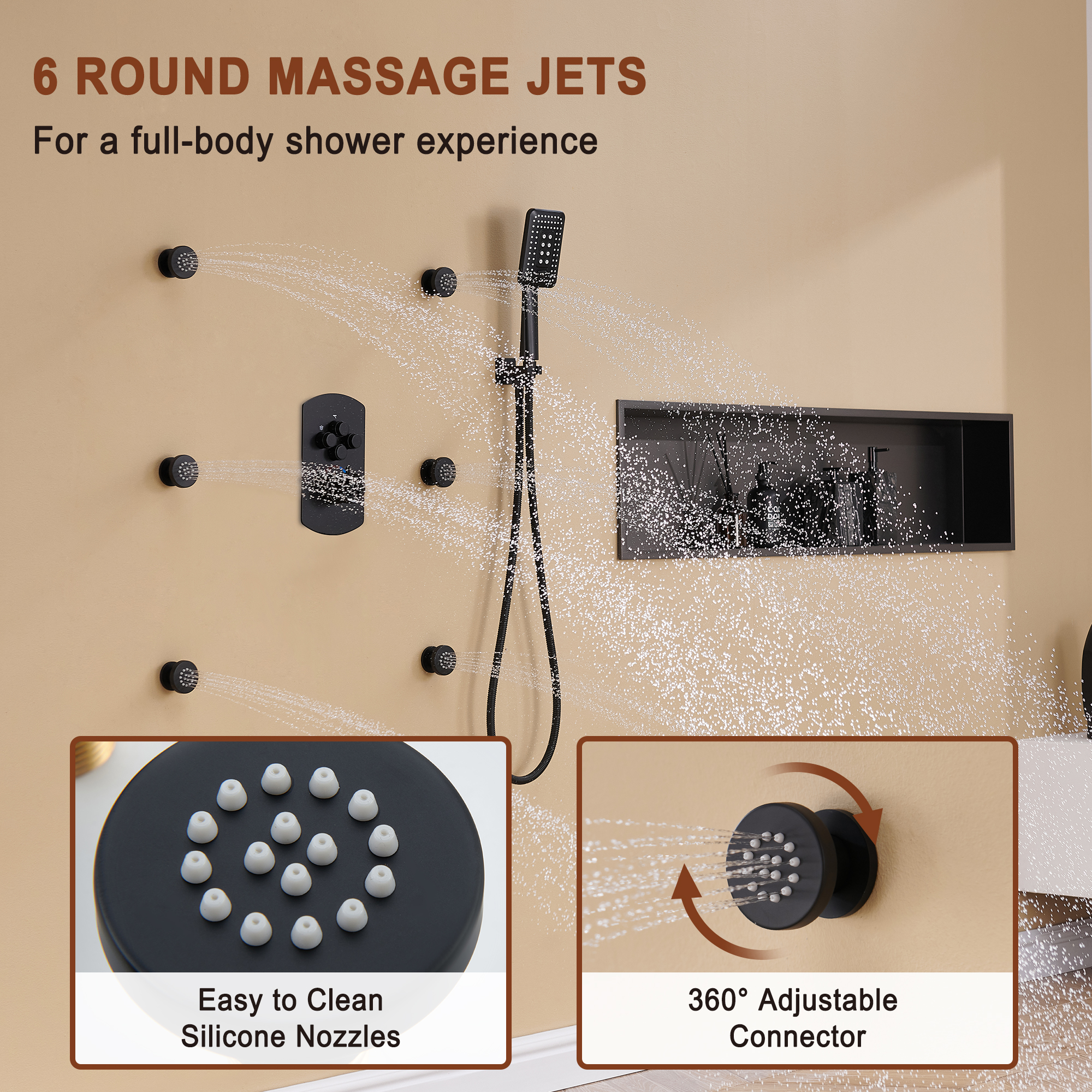 Mondawe Pressure Balanced 4-Spray Patterns 22 in. Wall Mounted Rainfall Dual Shower Heads-Mondawe