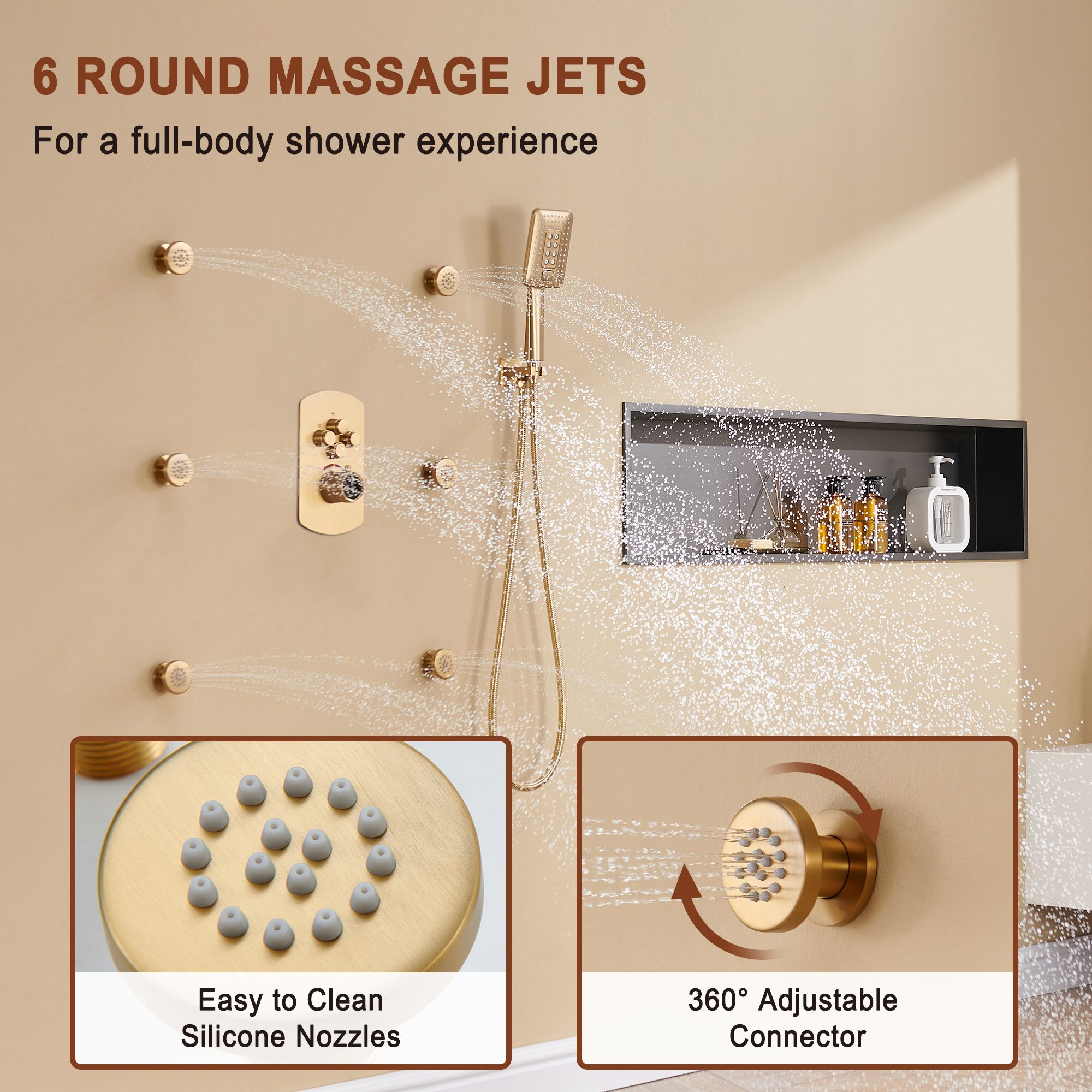 Mondawe Pressure Balanced 4-Spray Patterns 22 in. Wall Mounted Rainfall Dual Shower Heads-Mondawe