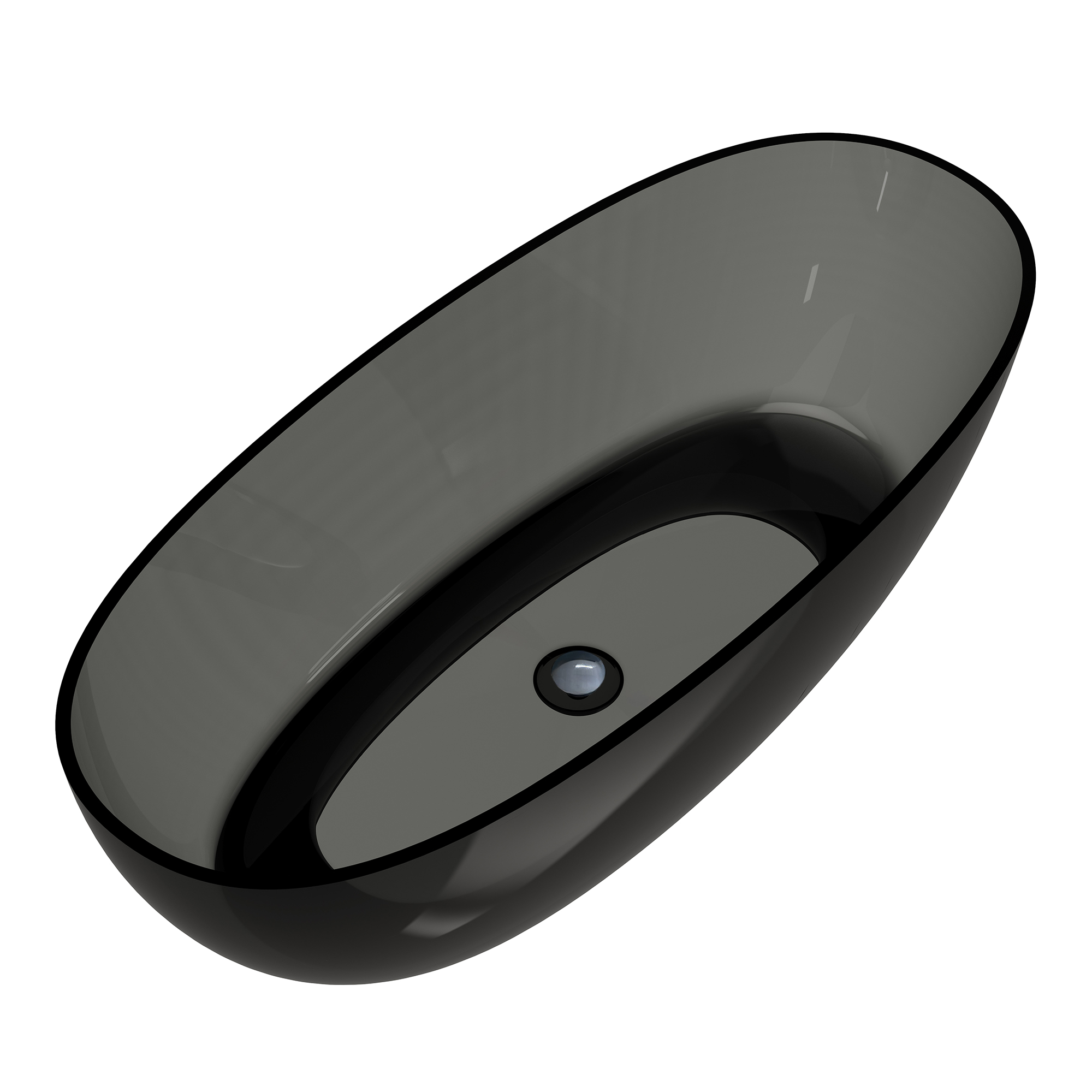 67" Soaking Tub Transparent Resin Freestanding Bathtub Modern Oval Design Stand Alone Tub with Overflow and Pop-up Drain ,Black & Grey/Coffee/Red/Blue