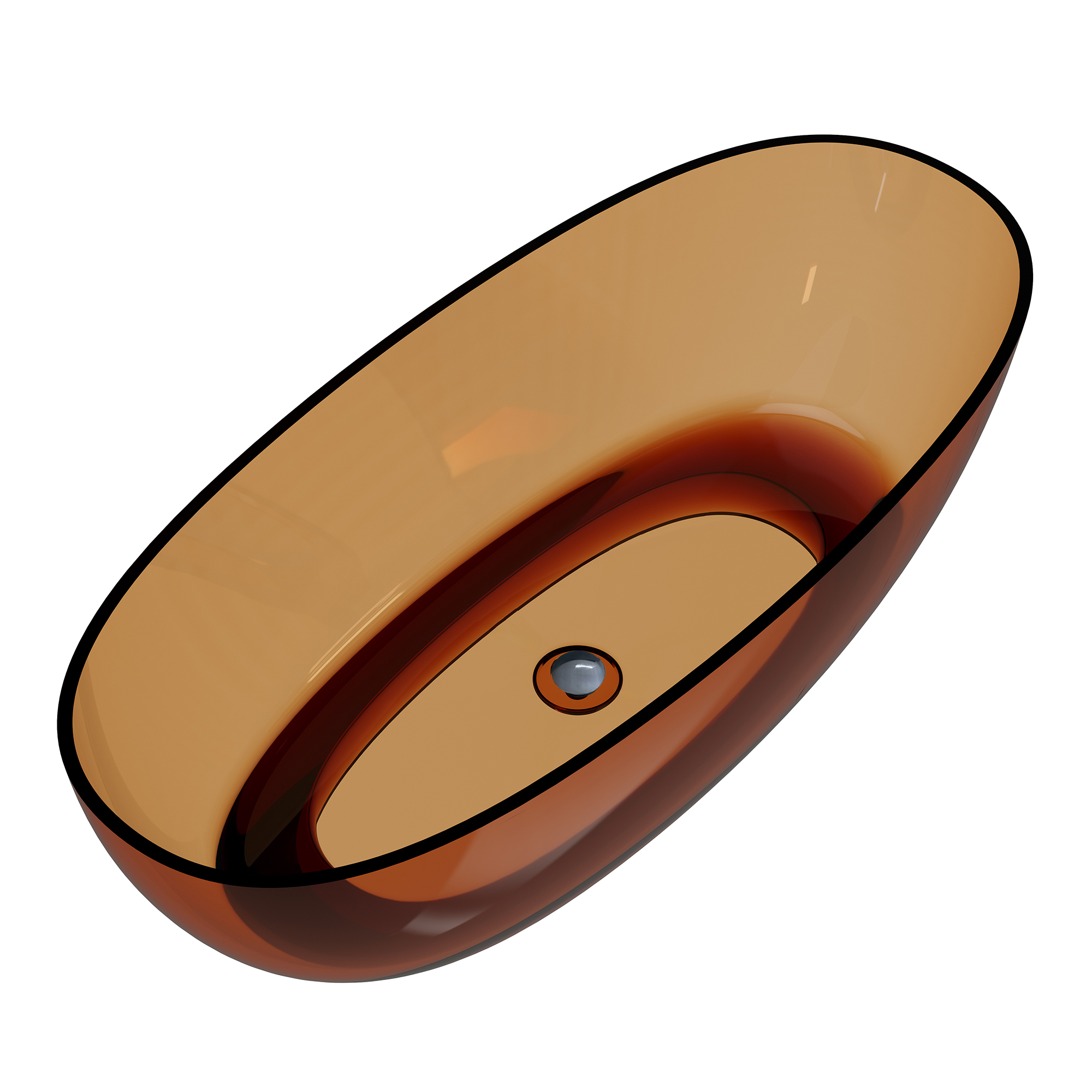 67" Soaking Tub Transparent Resin Freestanding Bathtub Modern Oval Design Stand Alone Tub with Overflow and Pop-up Drain ,Black & Grey/Coffee/Red/Blue