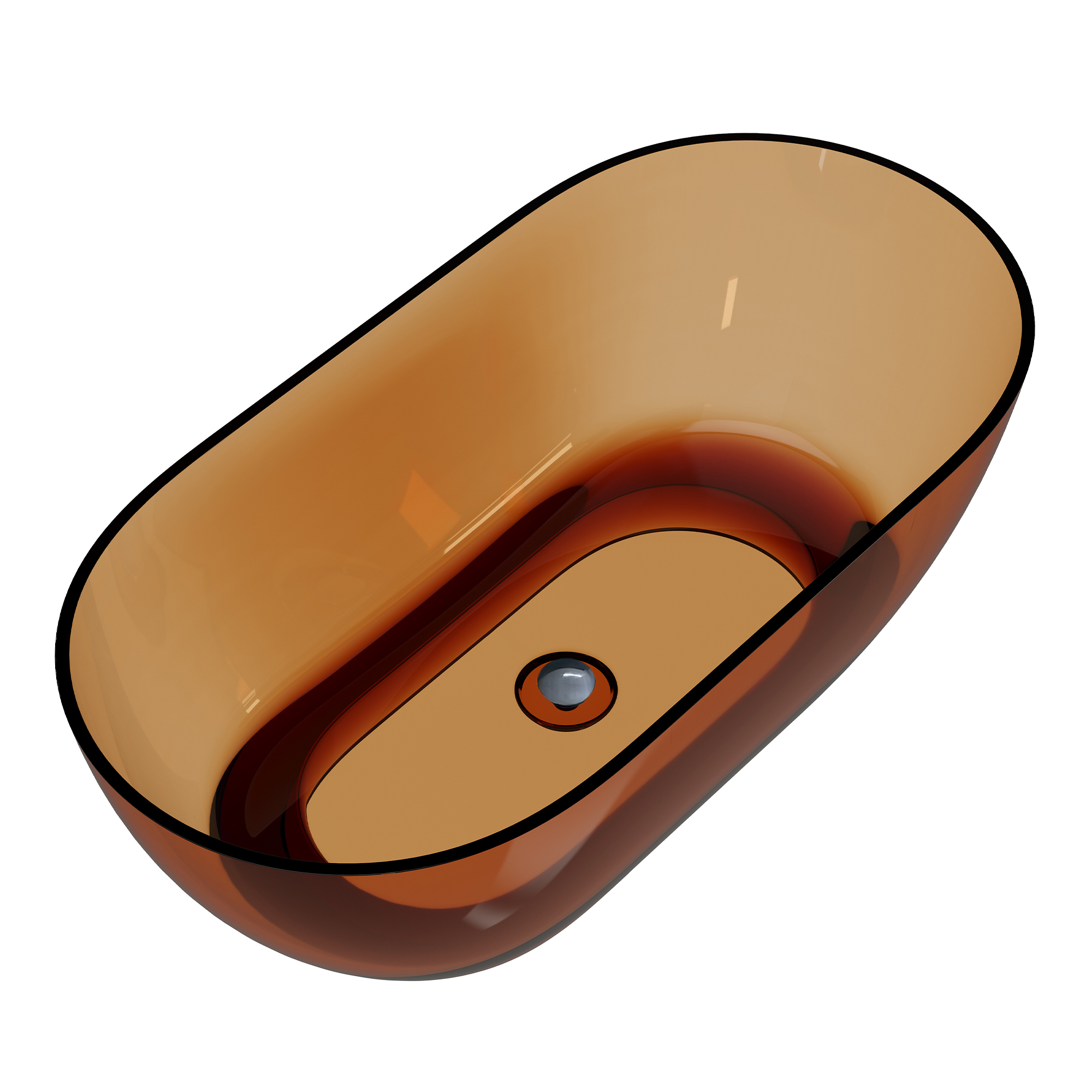  59" Resin Freestanding Bathtub Transparent Soaking Tub Modern Oval Design Stand Alone Tub with Pop-up Drain and Overflow,Black & Grey/Coffee/Purple/Blue