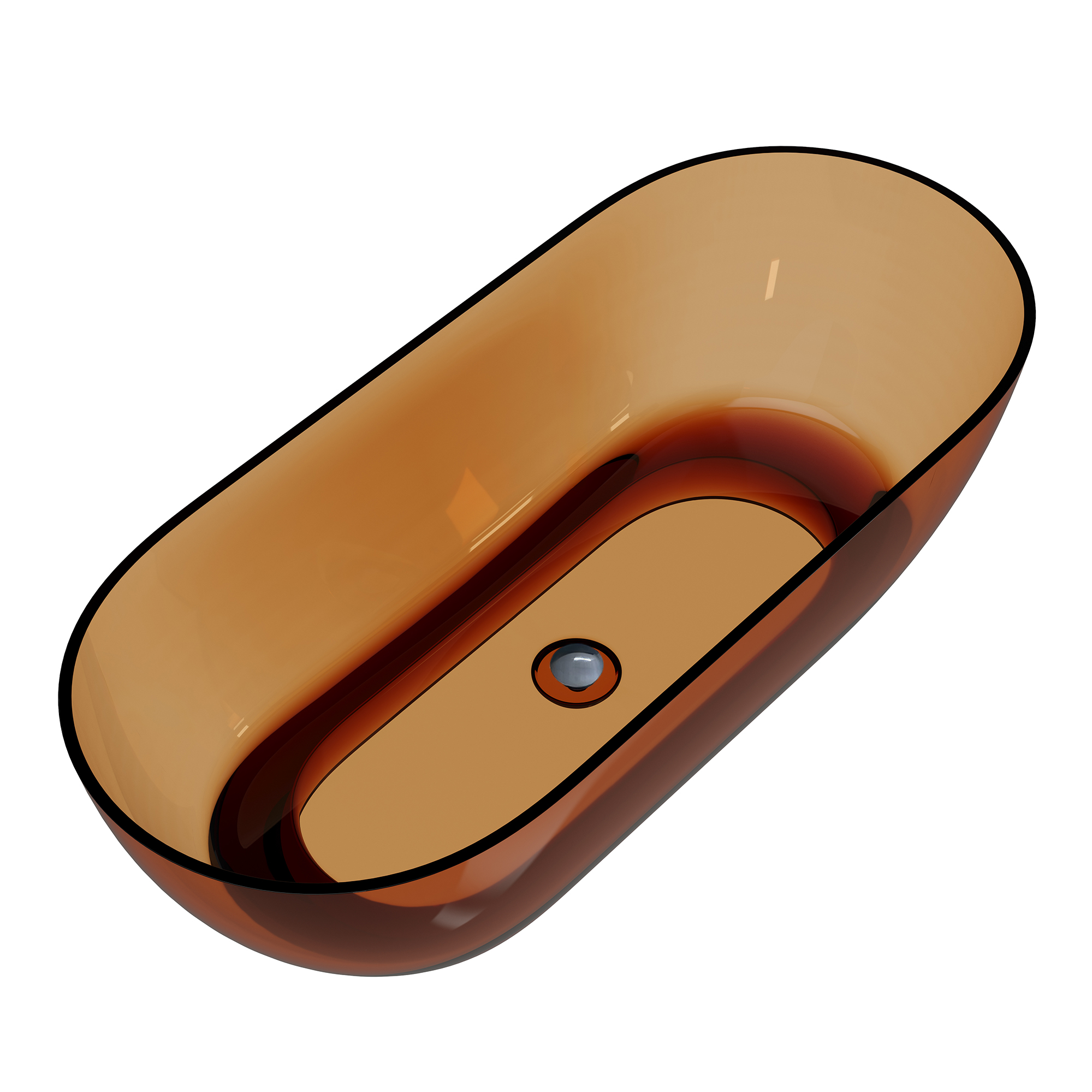 69" Resin Freestanding Bathtub Transparent Soaking Tub Modern Oval Design Stand Alone Tub with Pop-up Drain and Overflow,Black & Grey/Coffee/Purple/Blue