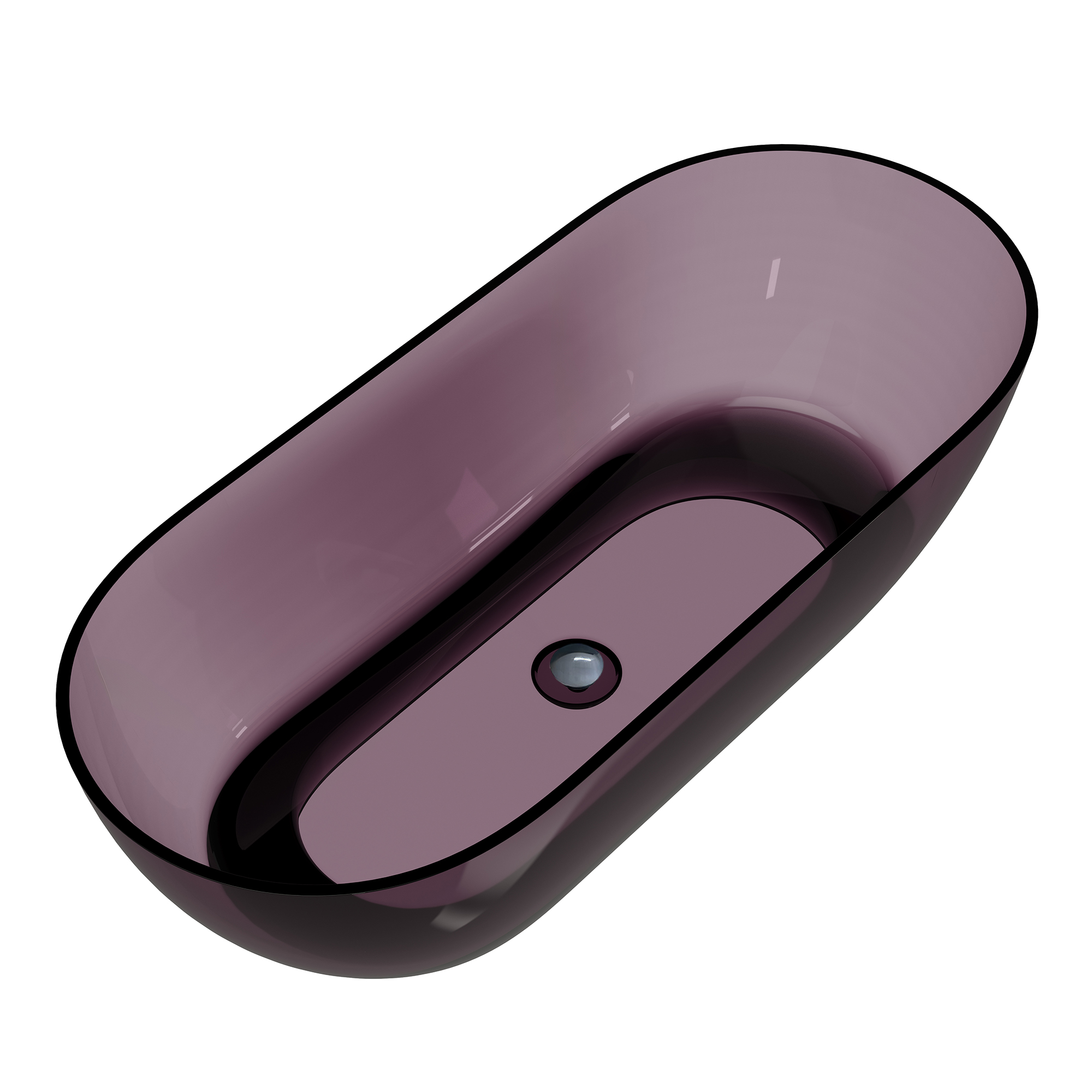 69" Resin Freestanding Bathtub Transparent Soaking Tub Modern Oval Design Stand Alone Tub with Pop-up Drain and Overflow,Black & Grey/Coffee/Purple/Blue