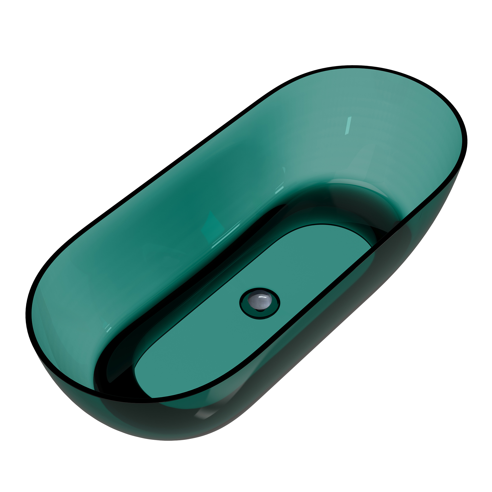 69" Resin Freestanding Bathtub Transparent Soaking Tub Modern Oval Design Stand Alone Tub with Pop-up Drain and Overflow,Black & Grey/Coffee/Purple/Blue